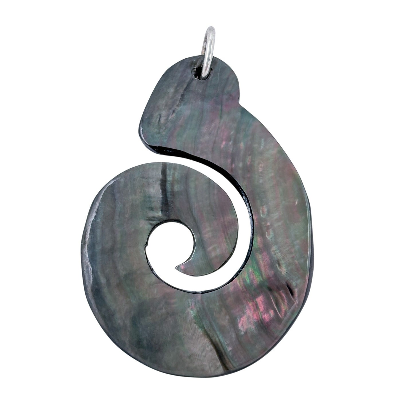 Vintage Sterling Silver 925 Abalone Shell Spiral Pendant