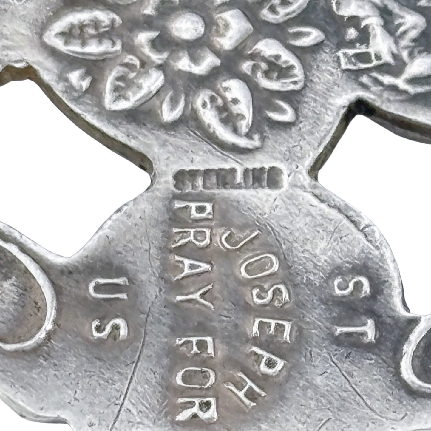 Vintage Sterling Silver 925 Sacred Heart Rose Pendant