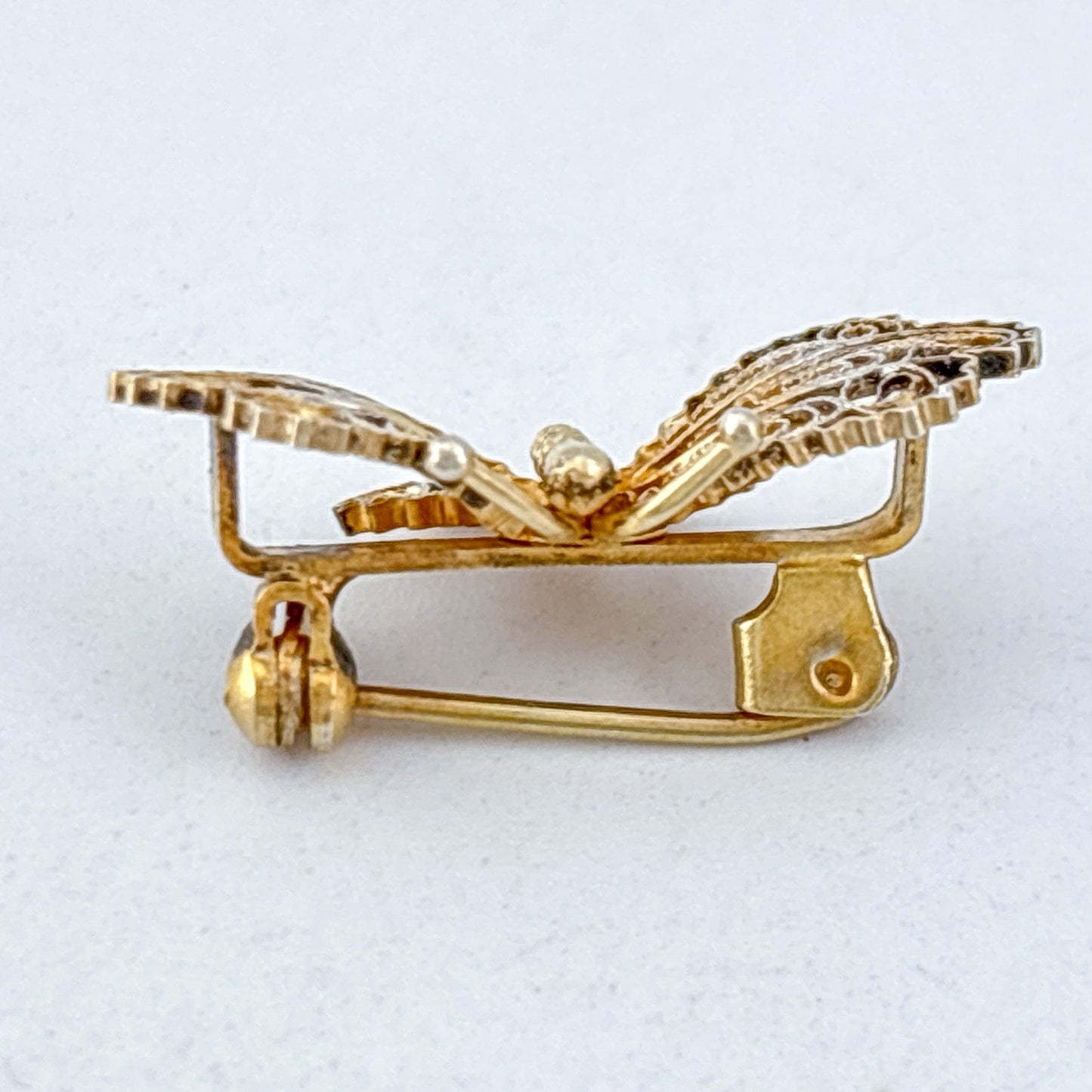 Vintage Sterling Silver 800 Gilt Filigree Butterfly Brooch