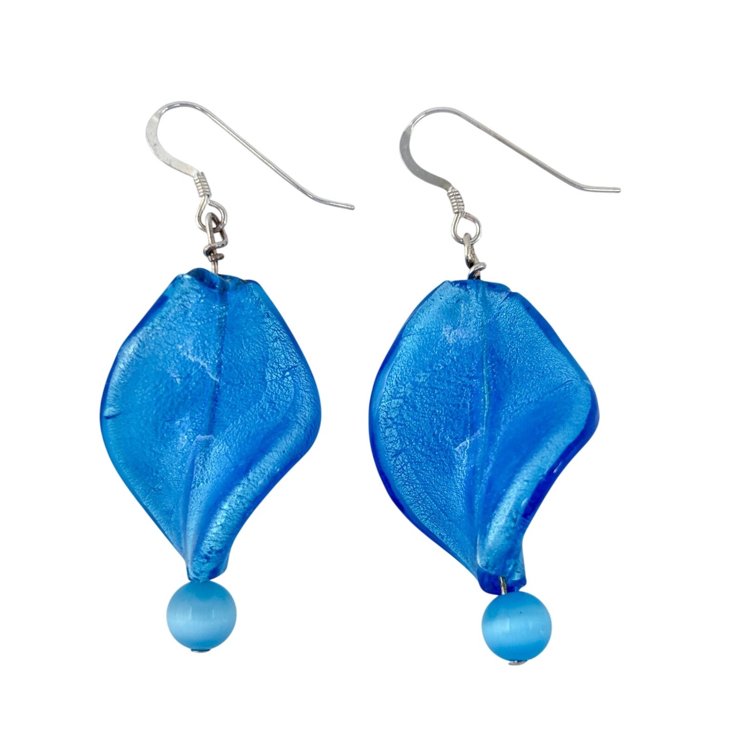 Vintage Sterling Silver 925 Blue Glass Dangle Earrings
