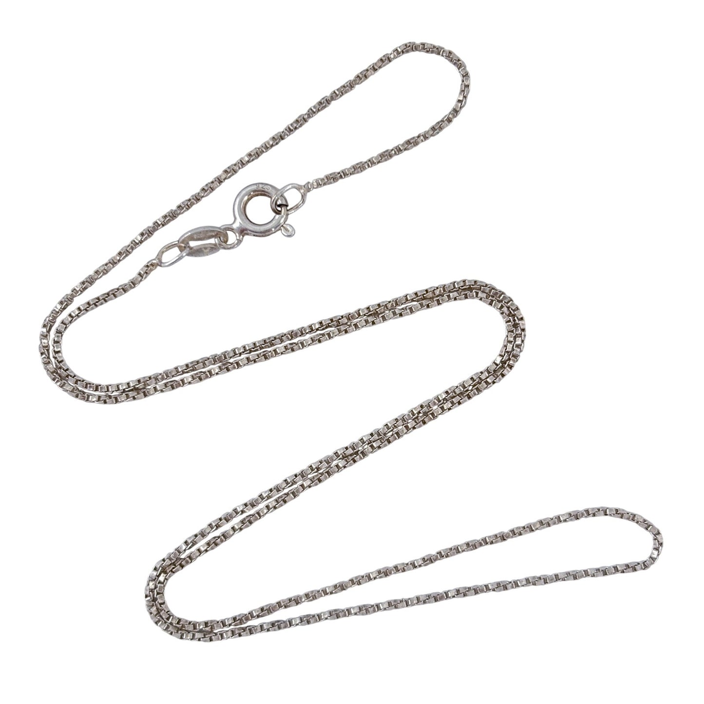 Vintage Italian Sterling Silver 925 Twisted Box Link Chain Necklace 18"