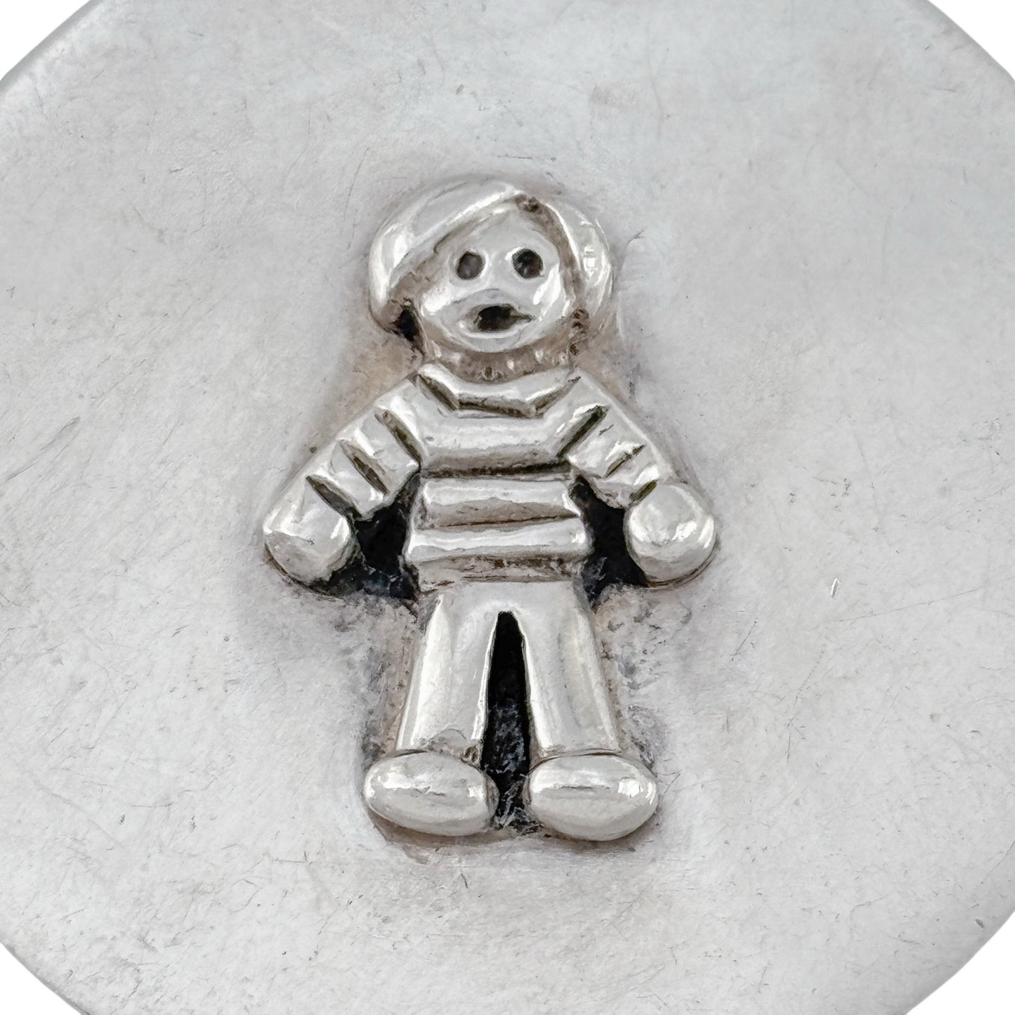 Vintage Sterling Silver 925 Child Figurine Disk Pendant