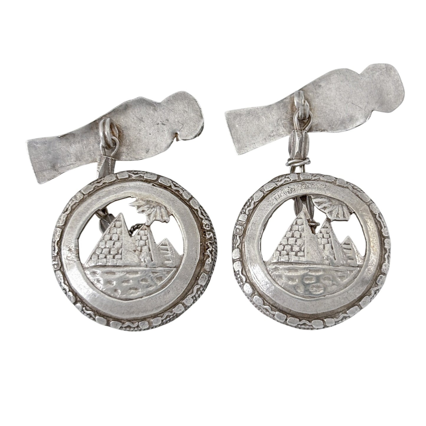 Vintage Sterling Silver 925 Egyptian Revival Cuff Links