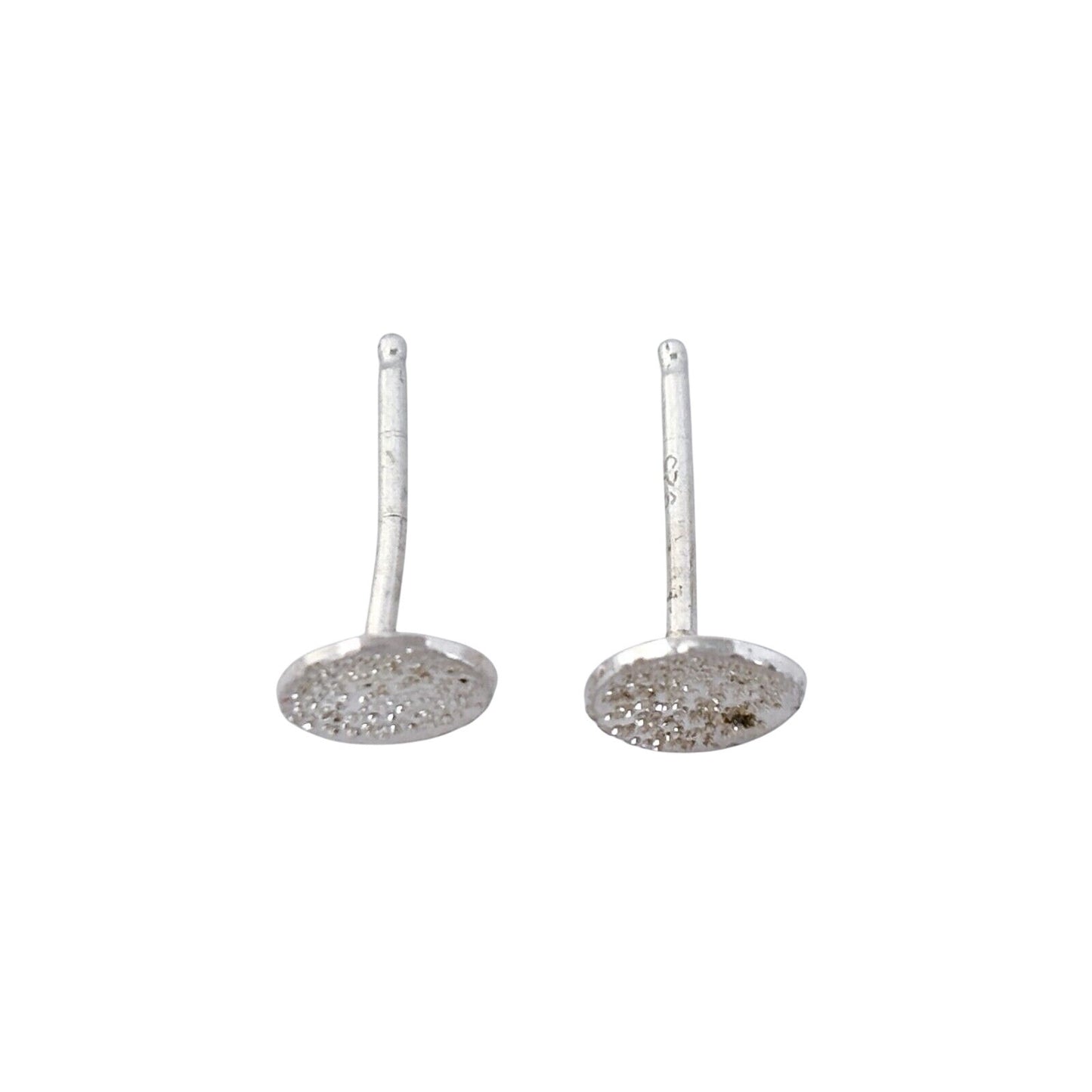 Vintage Sterling Silver 925 Textured Concave Round Stud Earrings