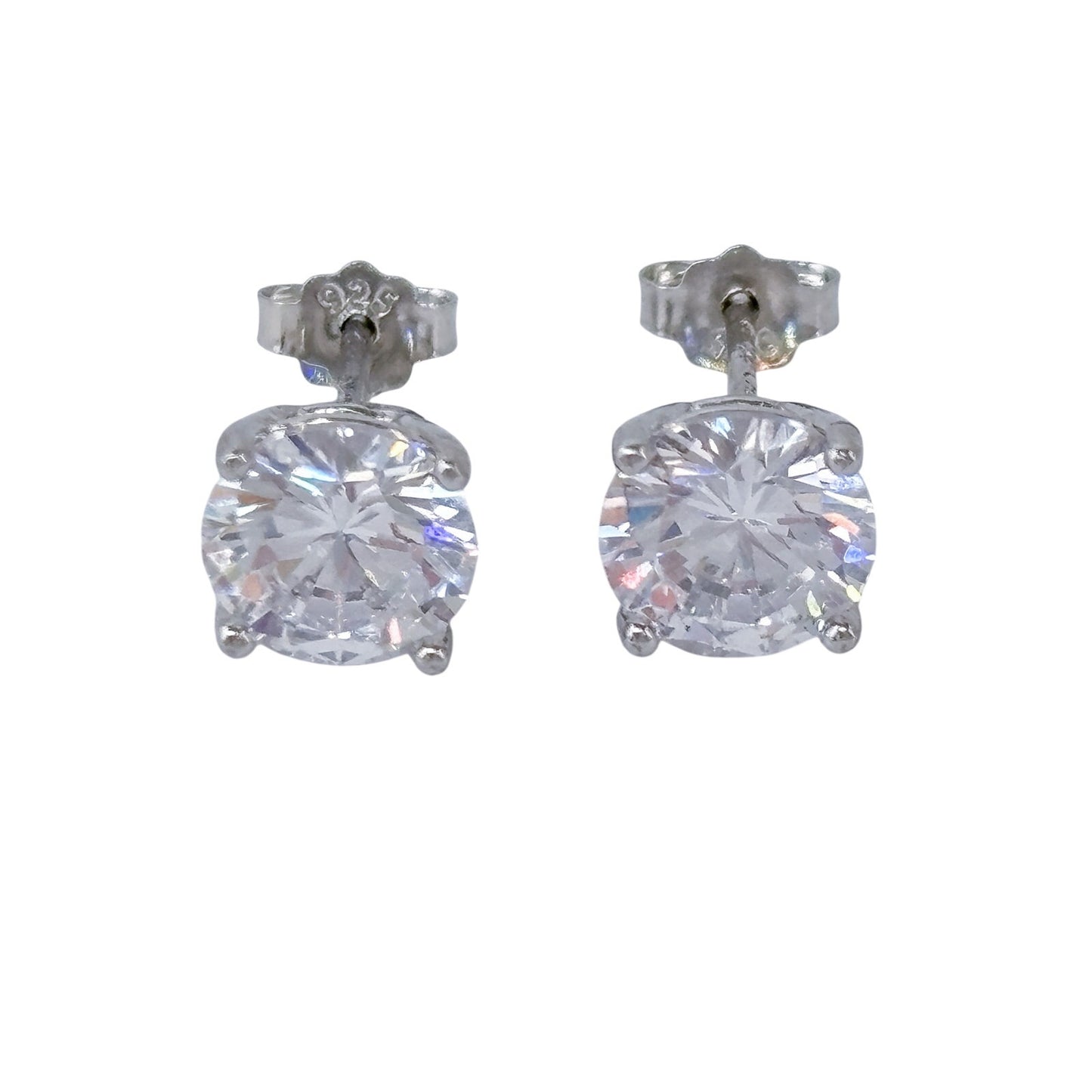 Vintage Sterling Silver 925 Cubic Zirconia Stud Earrings