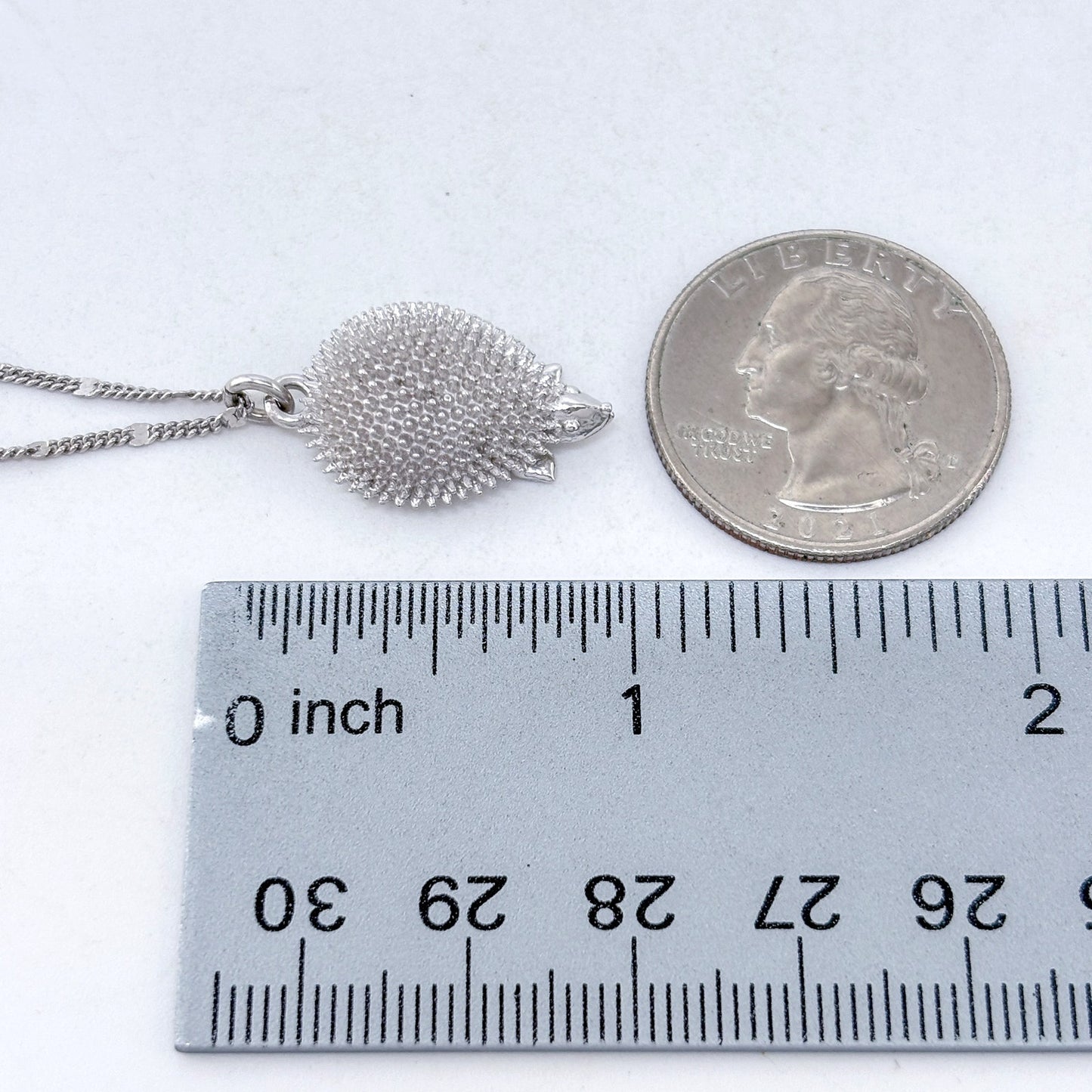 Vintage Sterling Silver 925 Hedgehog Pendant Necklace 15.5"-17.5"