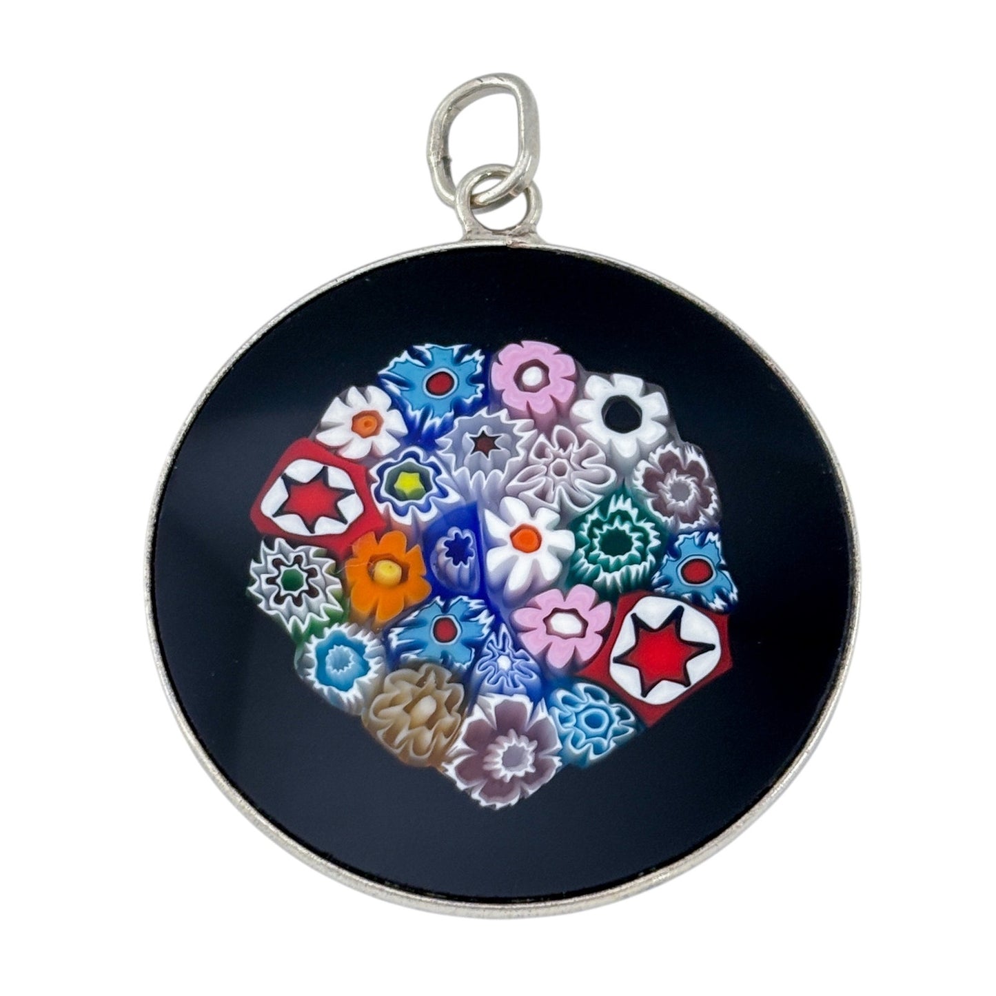 Vintage Sterling Silver 925 Millefiori Pendant