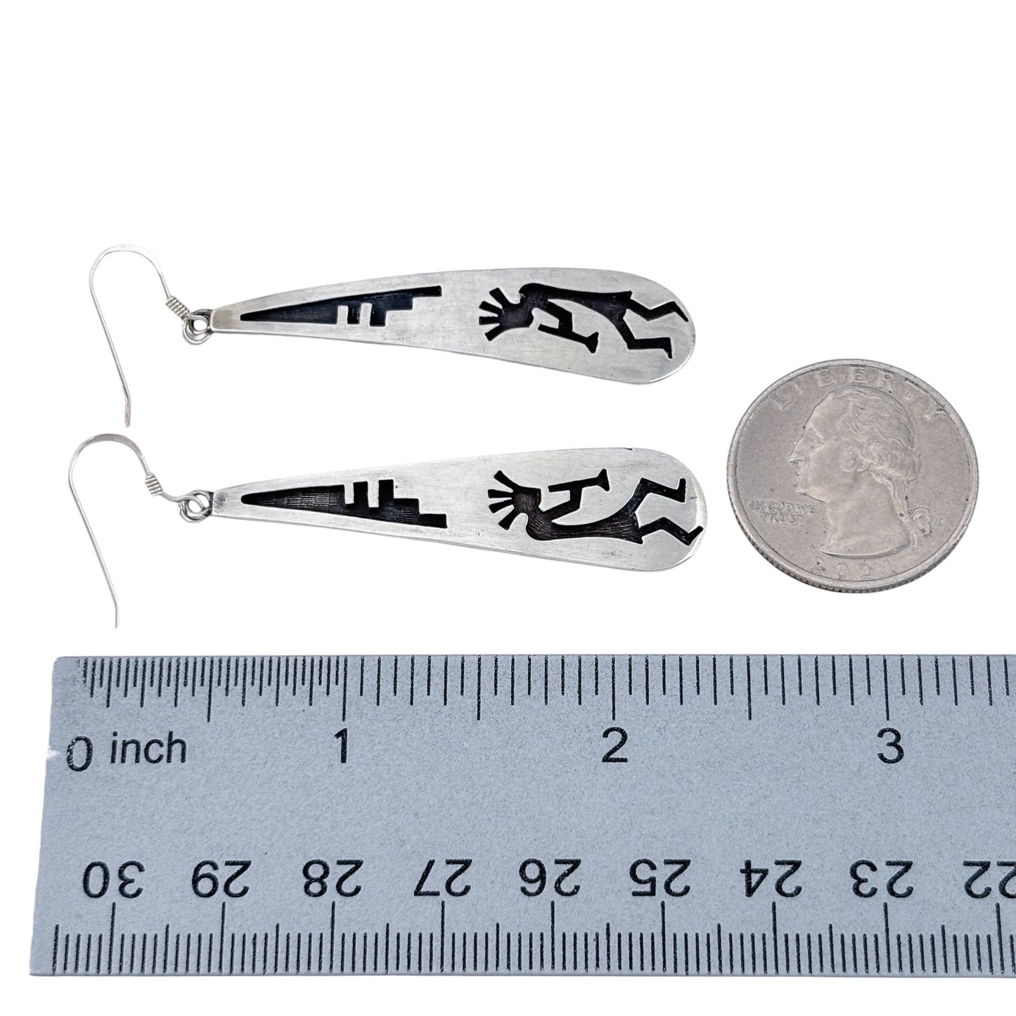 Vintage Sterling Silver 925 Kokopelli Dangle Earrings