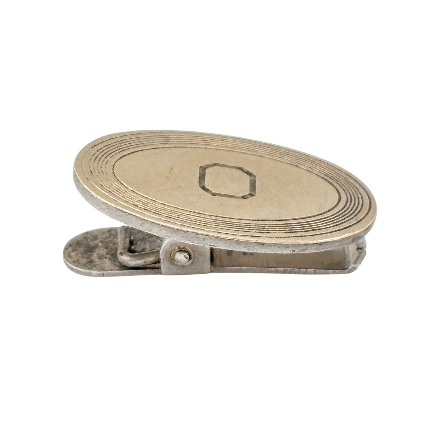 Vintage 14K Gold & Sterling Silver 925 RHB Co Oval Tie Clip