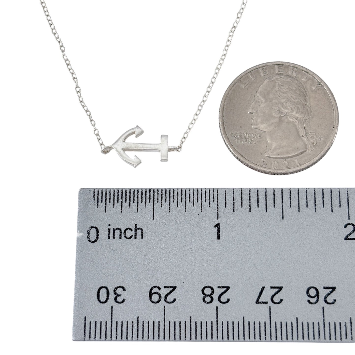 Vintage Sterling Silver 925 Anchor Pendant Necklace 16.5"-18.5"