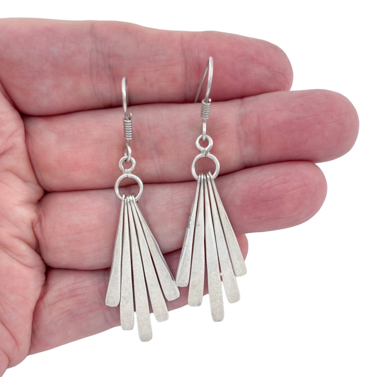 Vintage Sterling Silver 925 Fringe Dangle Earrings