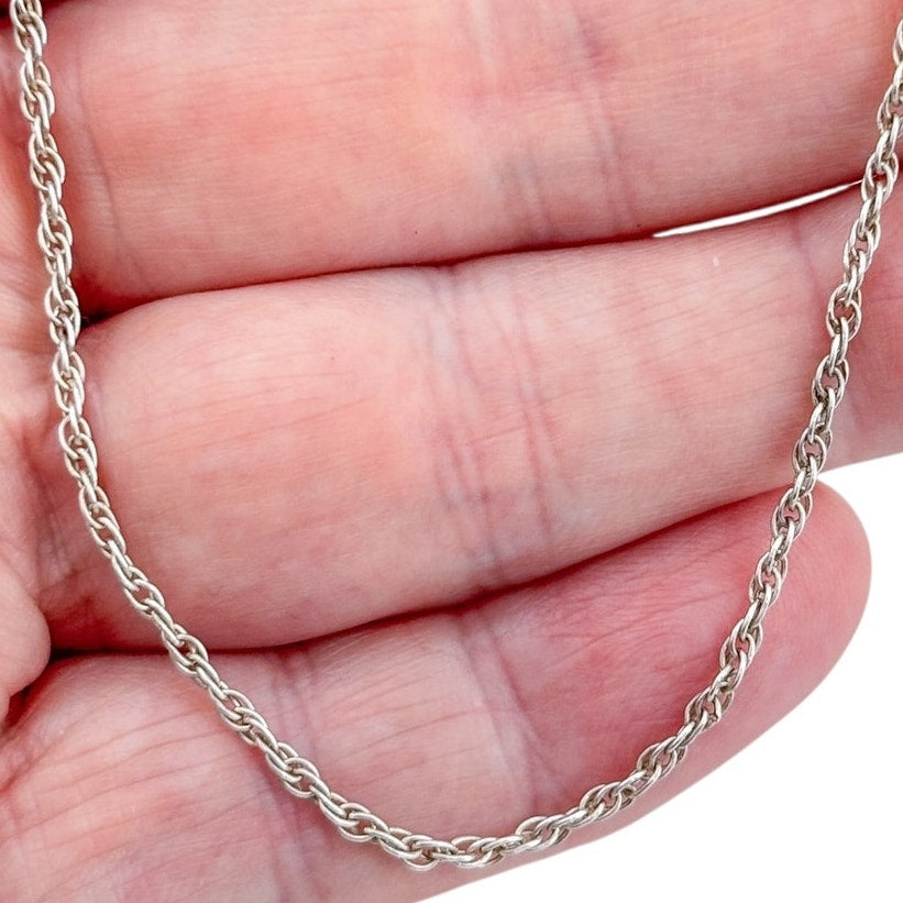 Vintage Sterling Silver 925 Rope Link Chain Necklace 25.5"