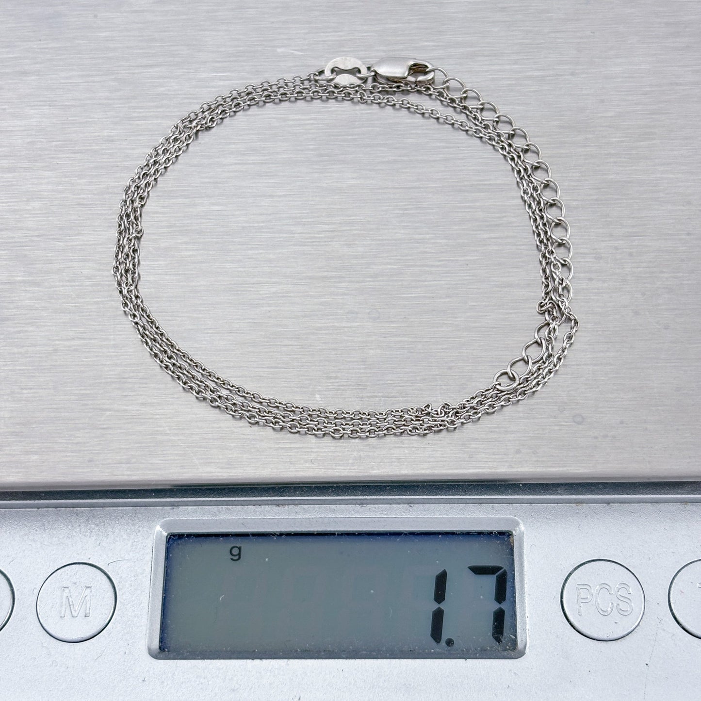 Vintage Sterling Silver 925 Cable Link Chain Necklace 17.5"-19.5"