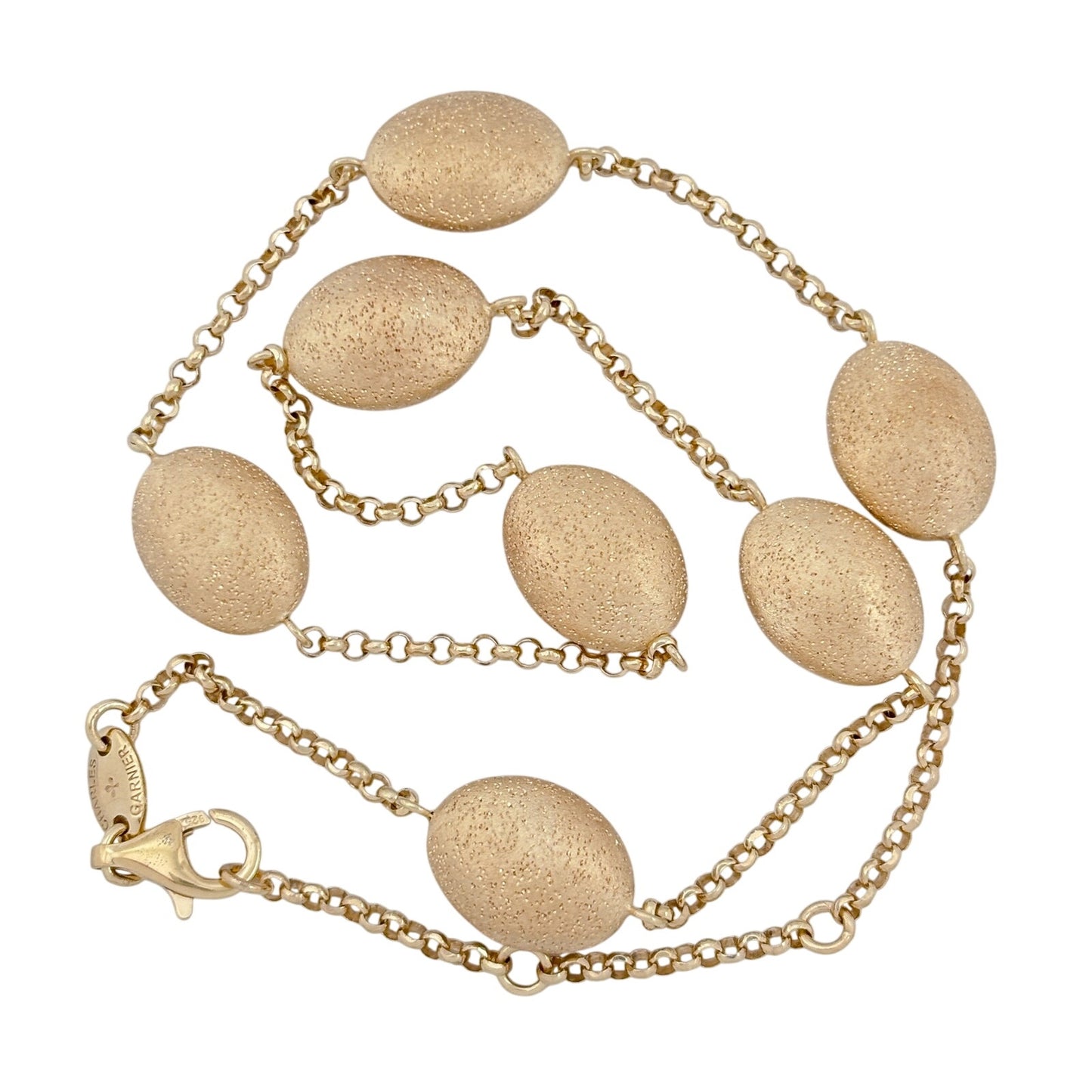 Vintage Charles Garnier Gold-Tone Oval Bead Station Necklace 16", 17", 18"