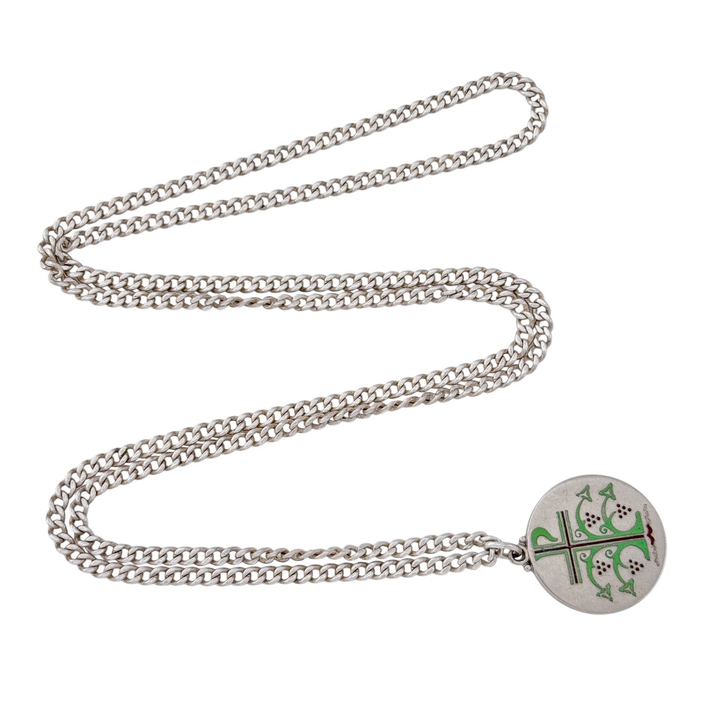 Vintage Creed Sterling Silver 925 Chi-Rho Christogram Medallion Necklace 25"