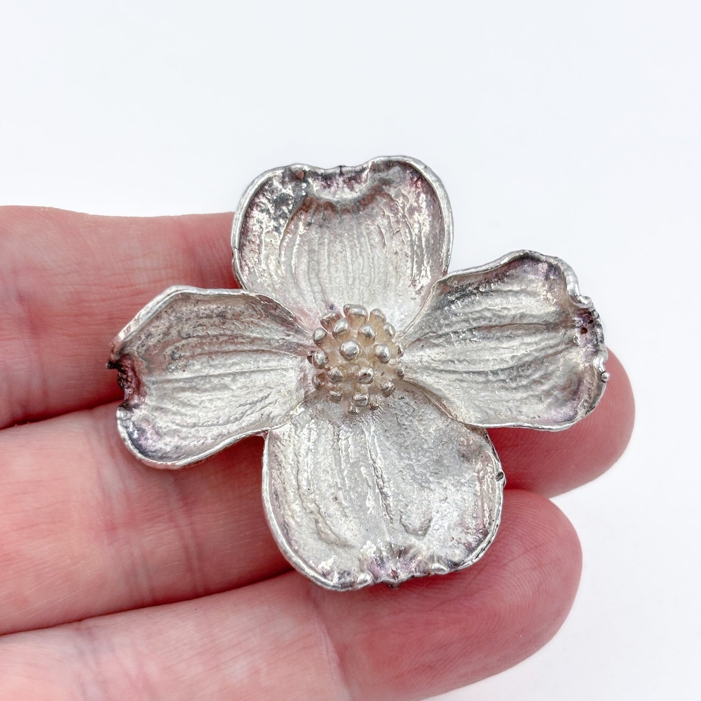 Vintage Sterling Silver 925 USNA Naval Academy Reunion Dogwood Flower Brooch