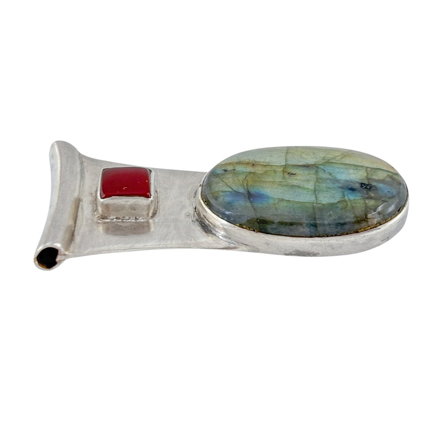 Vintage Sterling Silver 925 Labradorite Carnelian Pendant