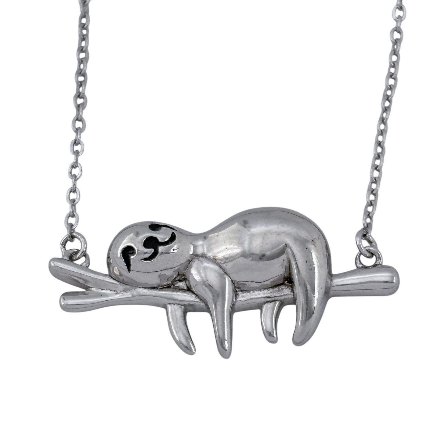 Vintage Sterling Silver 925 Sloth Pendant Necklace 18"-20"