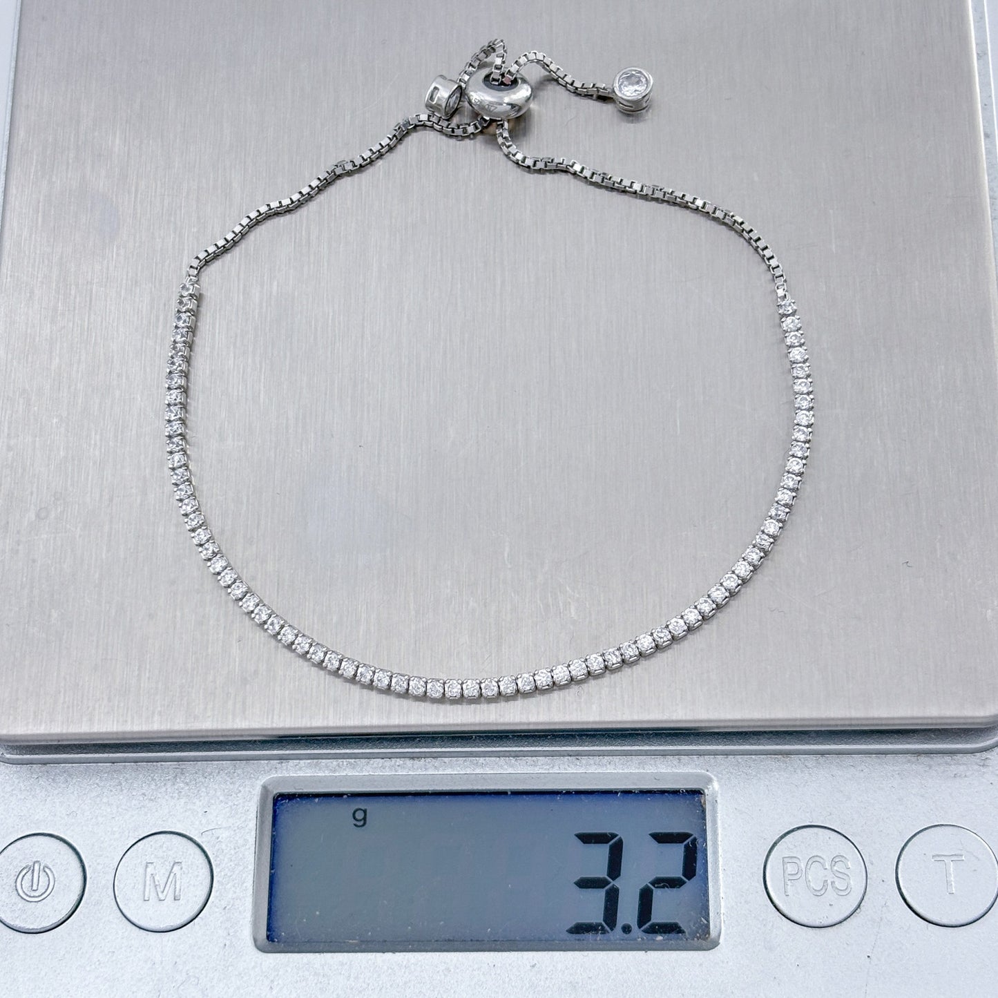 Vintage Sterling Silver 925 Cubic Zirconia Tennis Bracelet 4"-9"