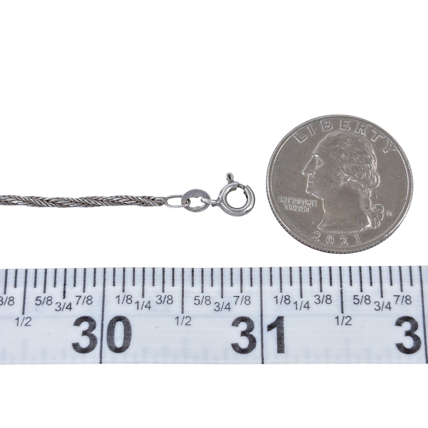 Vintage Italian Sterling Silver 925 Foxtail Link Chain Necklace 31"