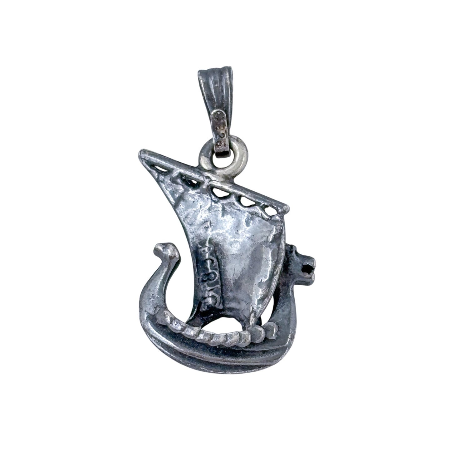 Vintage Sterling Silver 925 Norse Viking Boat Dragonship Seafarer Charm