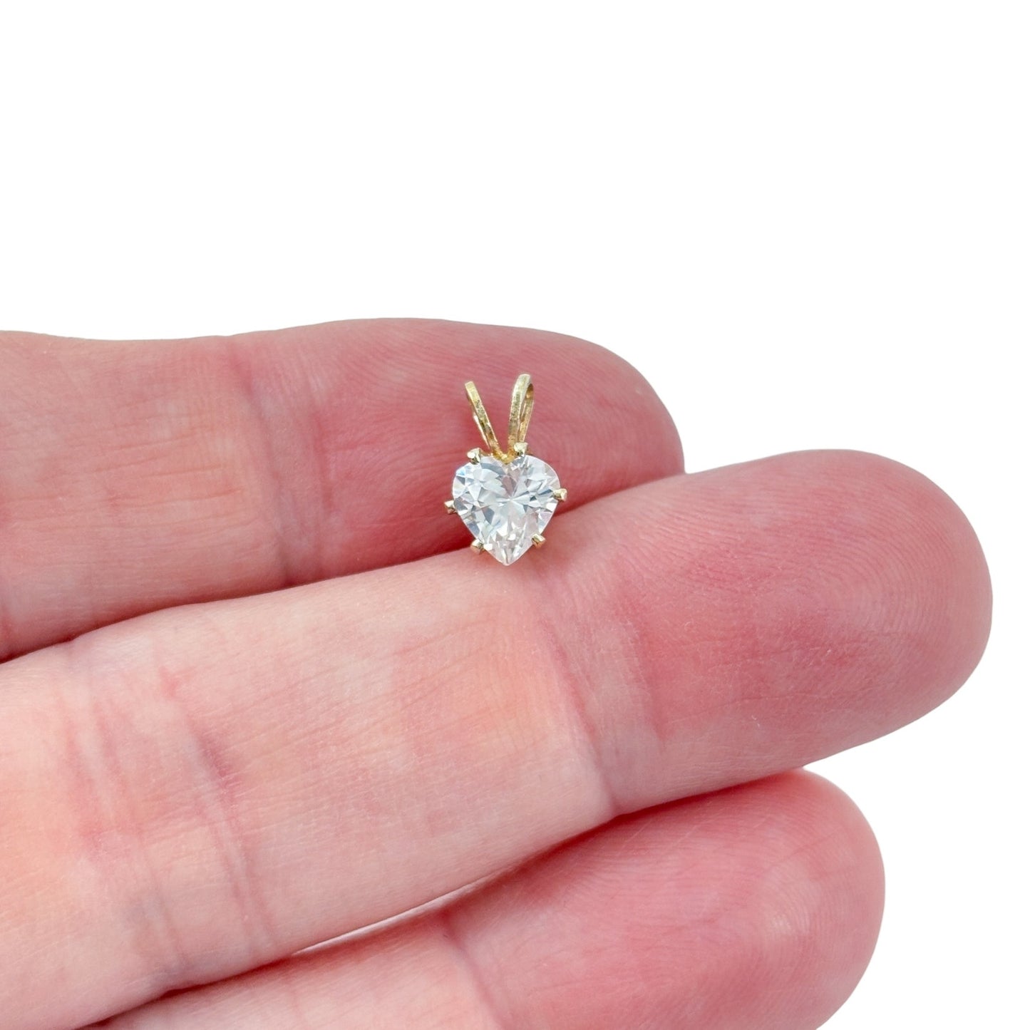 Vintage Gold Tone Sterling Silver 925 Cubic Zirconia Heart Pendant