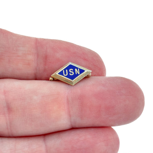Vintage Sterling Silver 925 USN Enamel Brooch