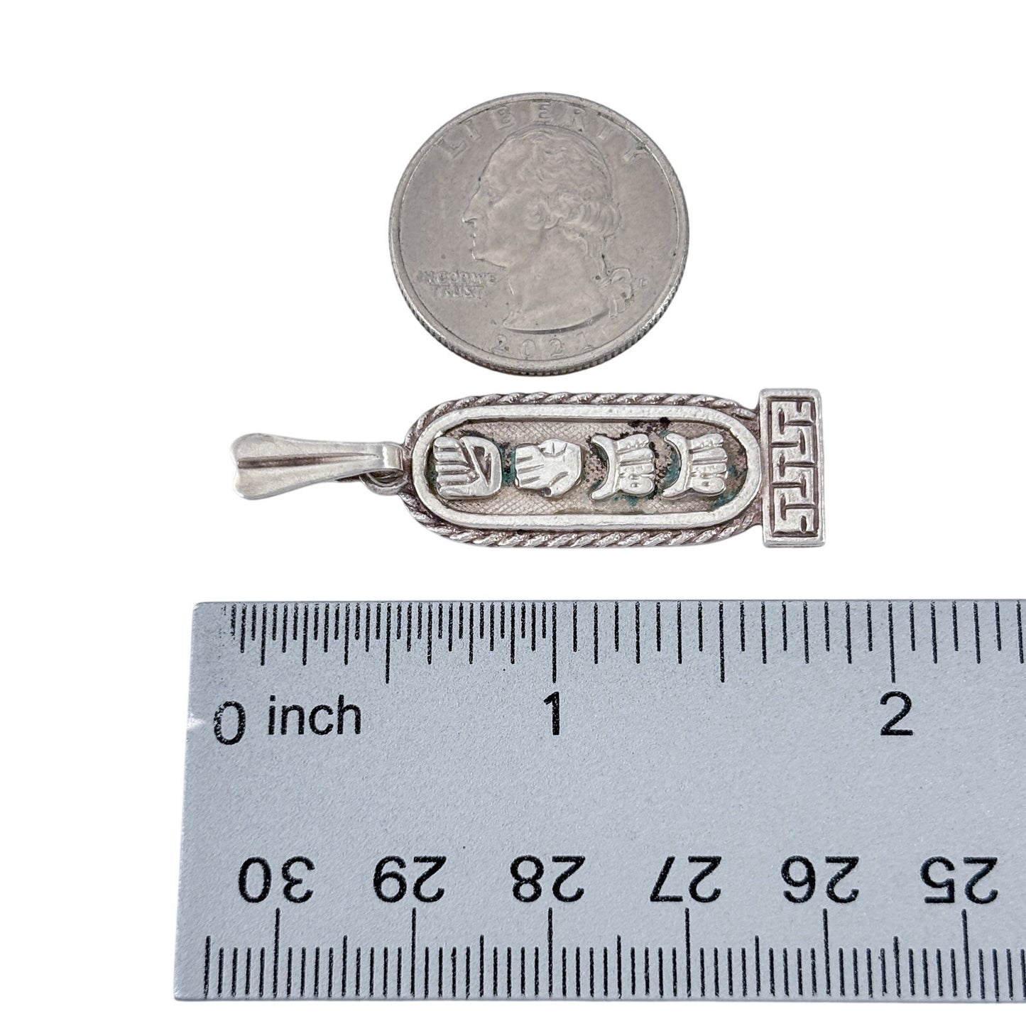 Vintage Sterling Silver 925 Mayan Cartouche Pendant