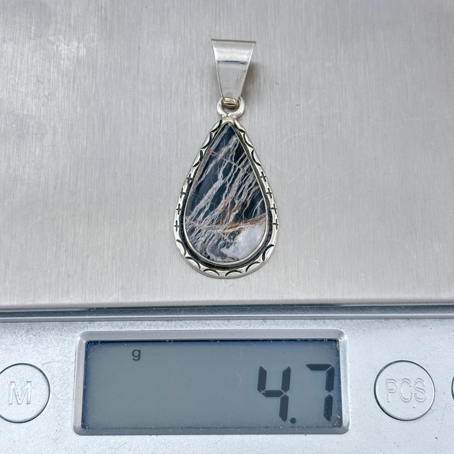 Vintage Sterling Silver 925 White Buffalo Pendant