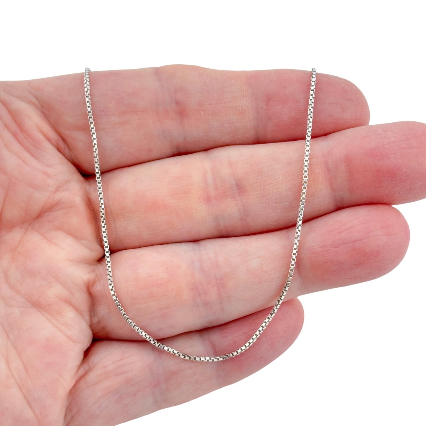 Vintage Italian Sterling Silver 925 Box Link Chain Necklace 16"