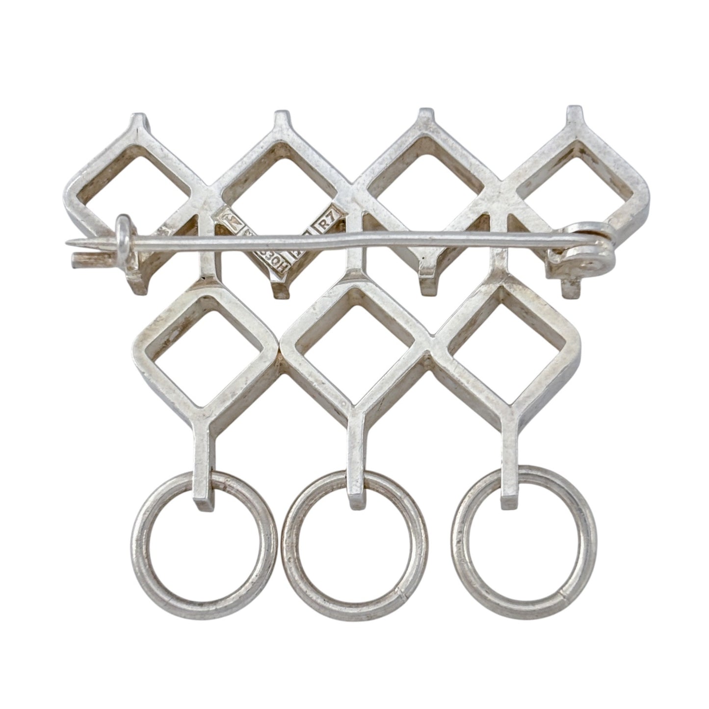 Vintage Sterling Silver Geometric Openwork Brooch