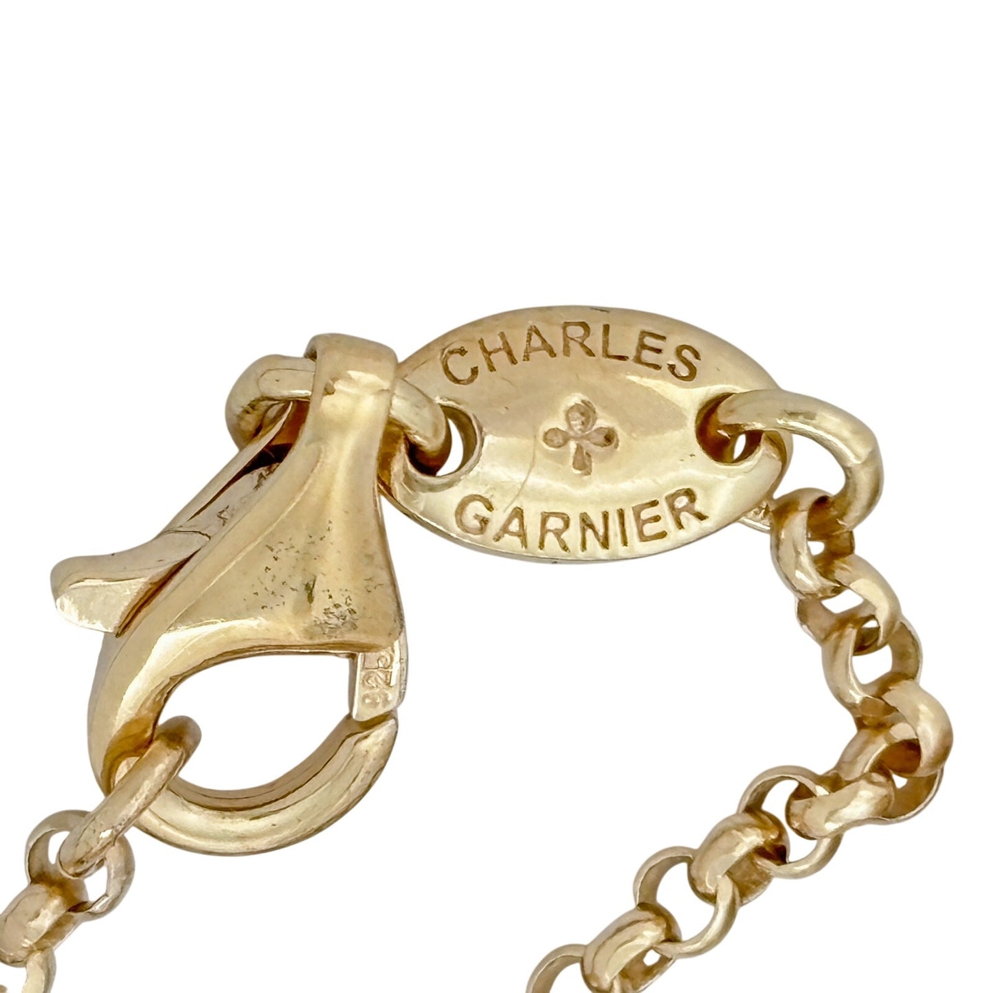 Vintage Charles Garnier Gold-Tone Oval Bead Station Necklace 16", 17", 18"