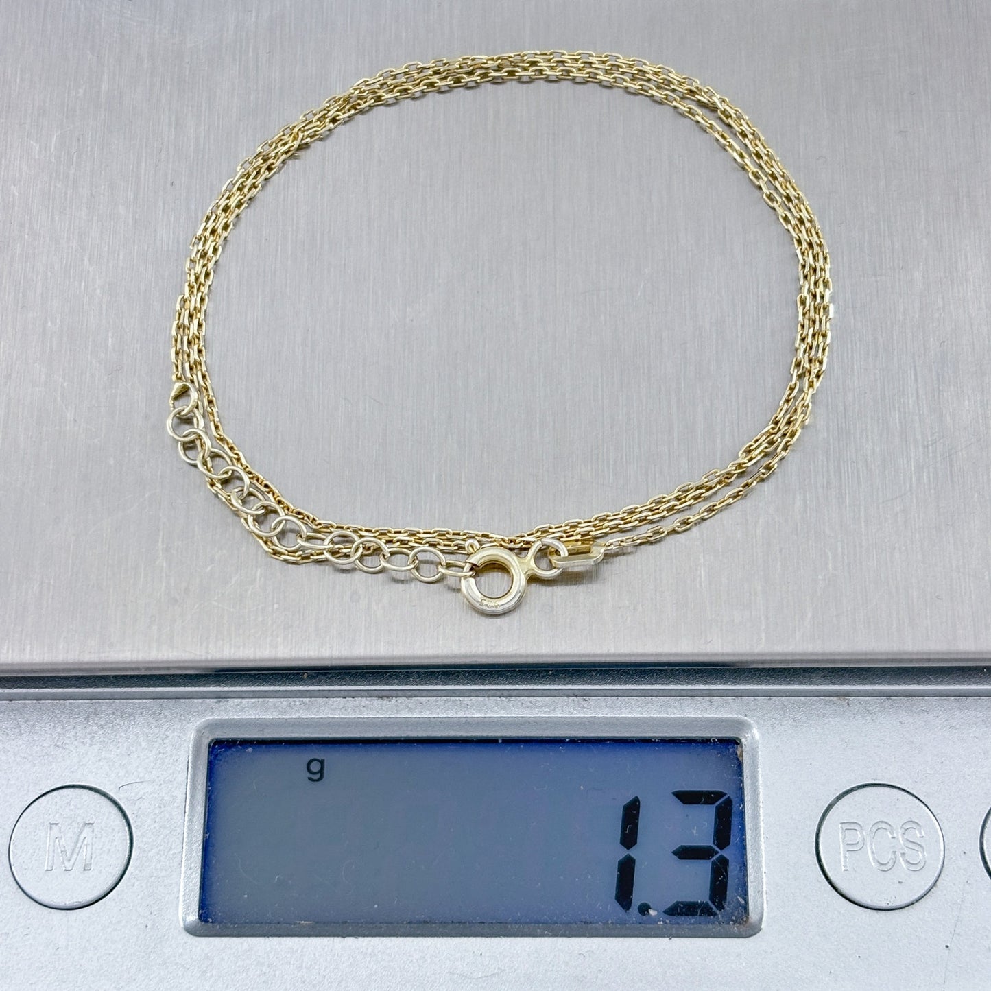 Vintage Gold-Tone Sterling Silver 925 Cable Link Chain Necklace 16.5"-17.5"