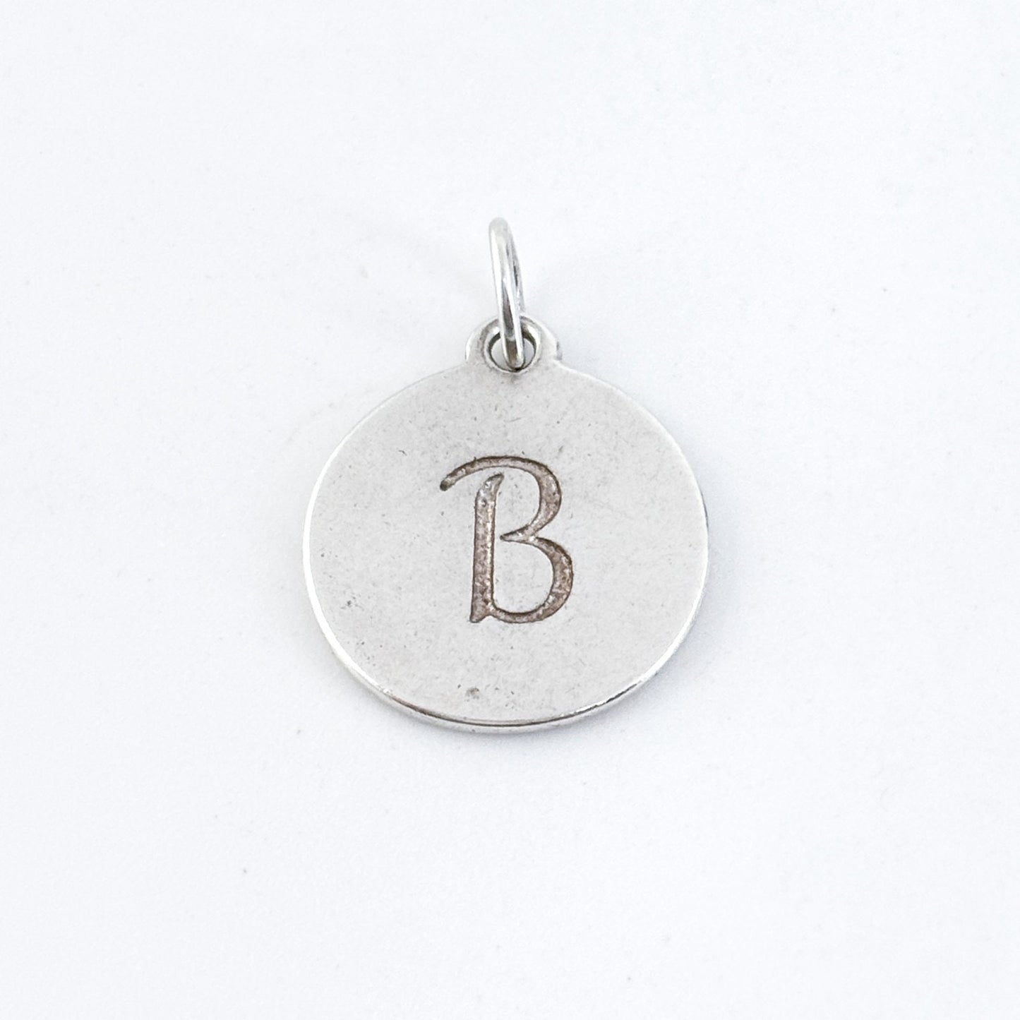 Vintage Sterling Silver 925 Round Initial “B” Charm Pendant