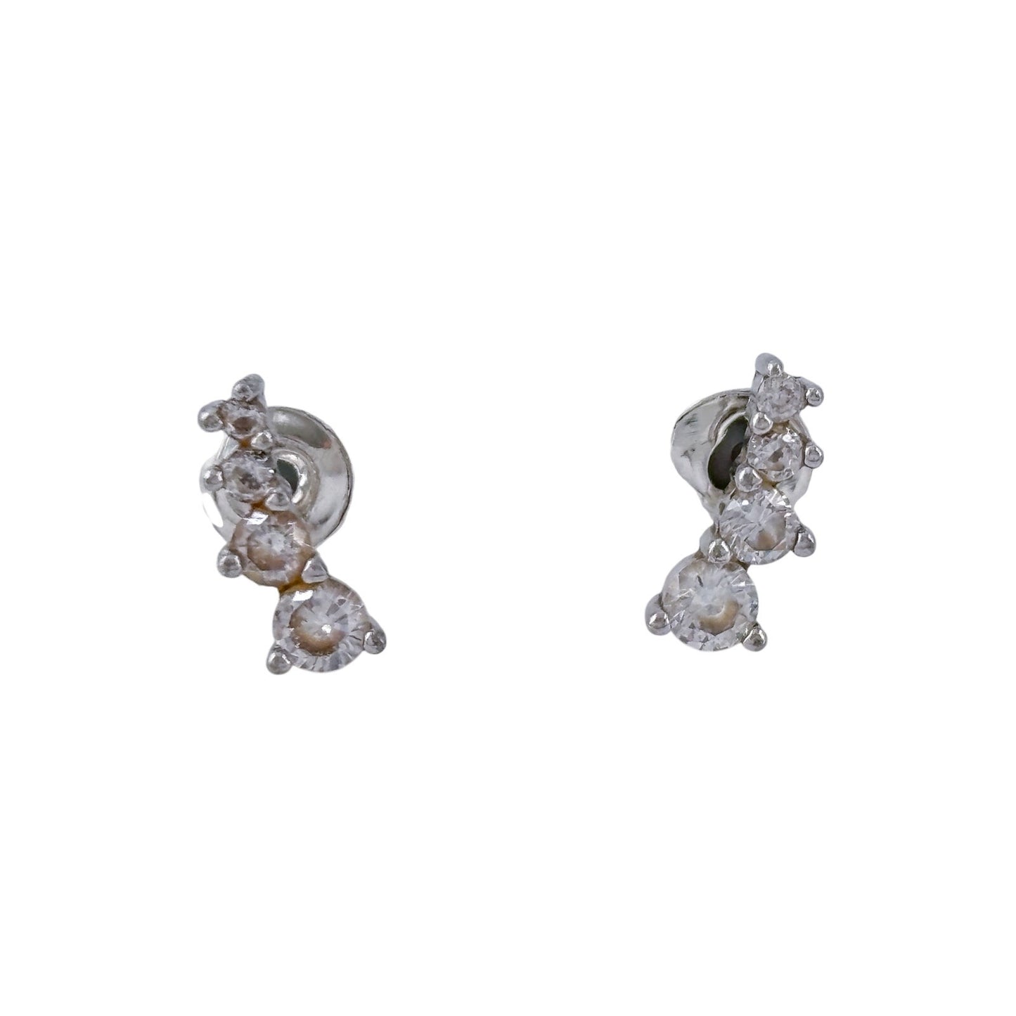 Vintage Sterling Silver 925 Cubic Zirconia Climber Earrings