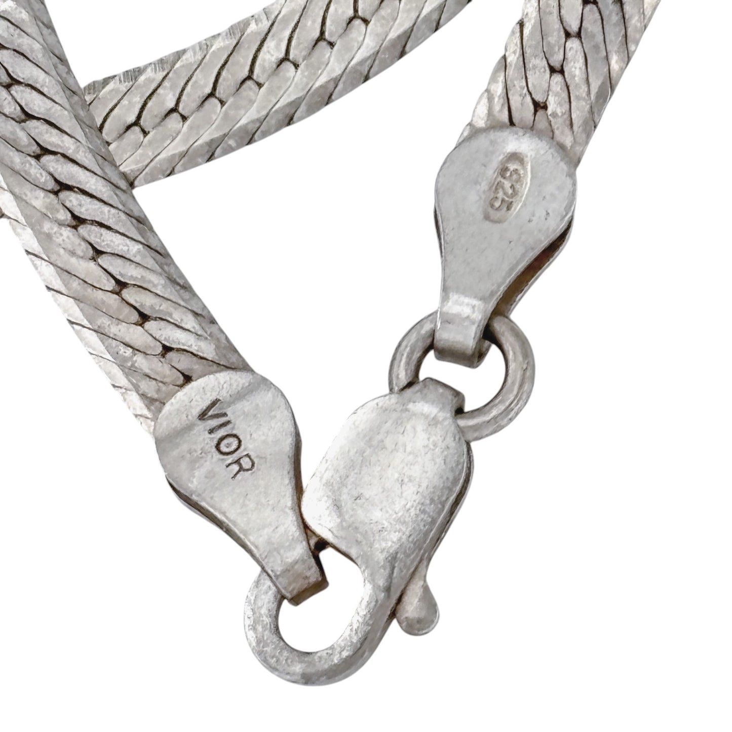 Vintage Italy Sterling Silver 925 Herringbone Chain Necklace 18"