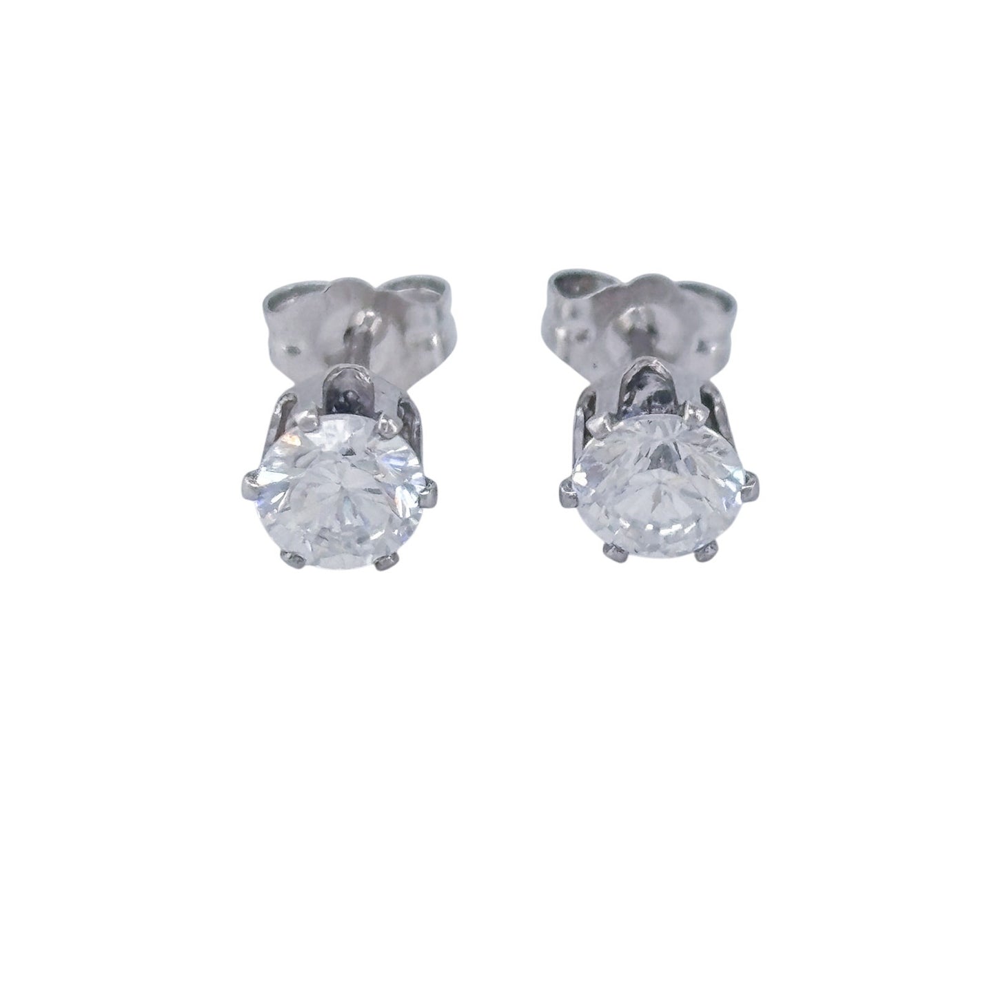 Vintage Sterling Silver 925 Cubic Zirconia Stud Earrings