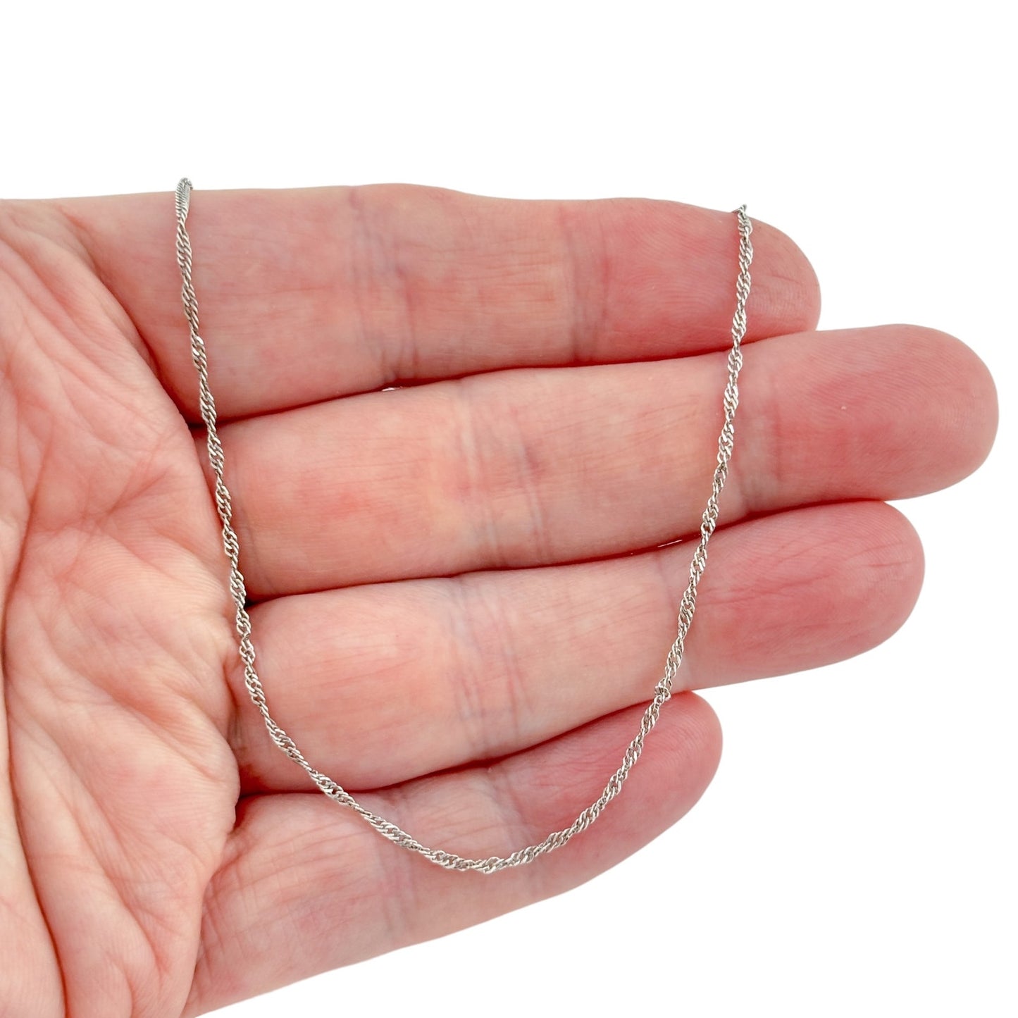 Vintage Sterling Silver 925 Singapore Chain Necklace 18"-20"
