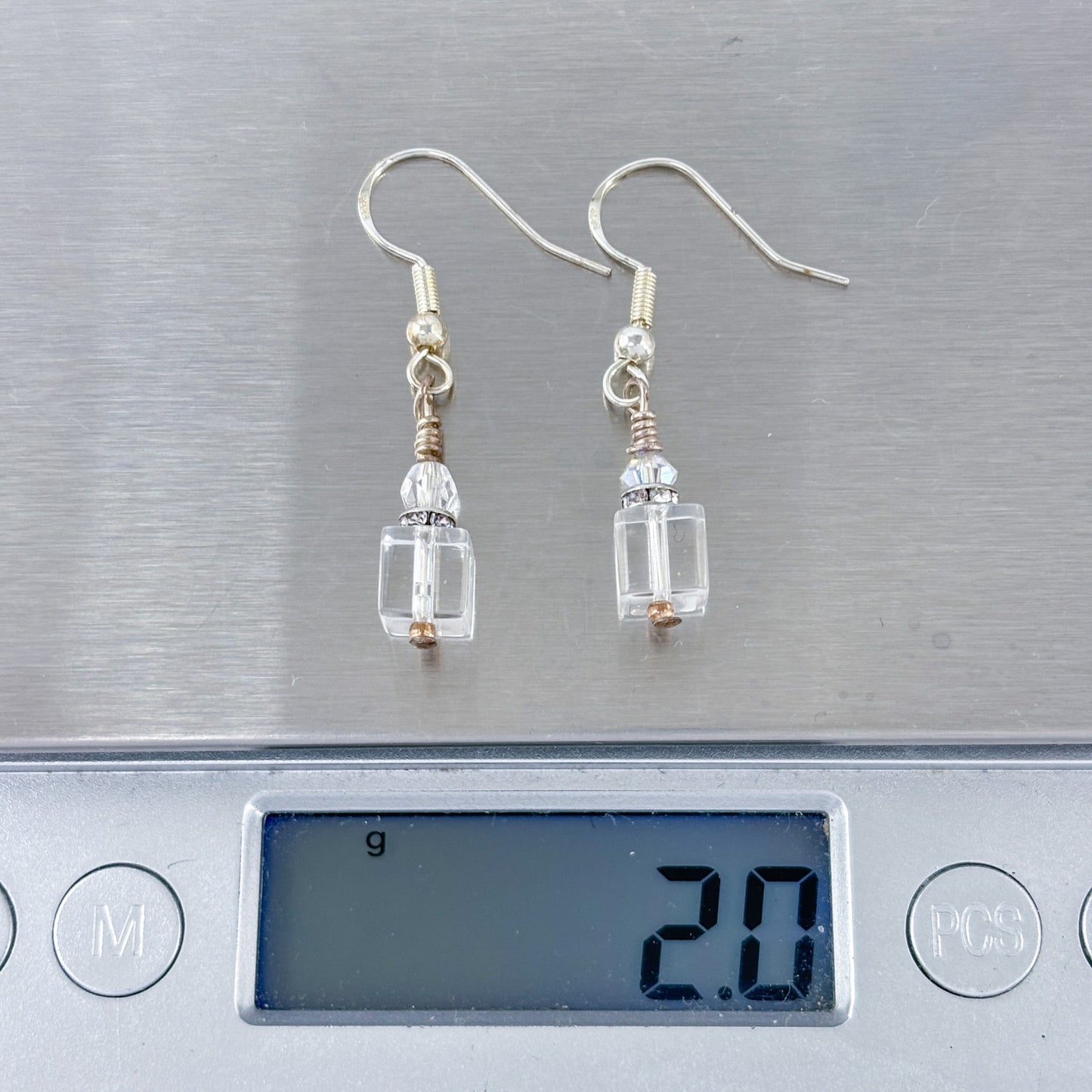 Estate Sterling Silver 925 Cubic Zirconia Crystal Earrings