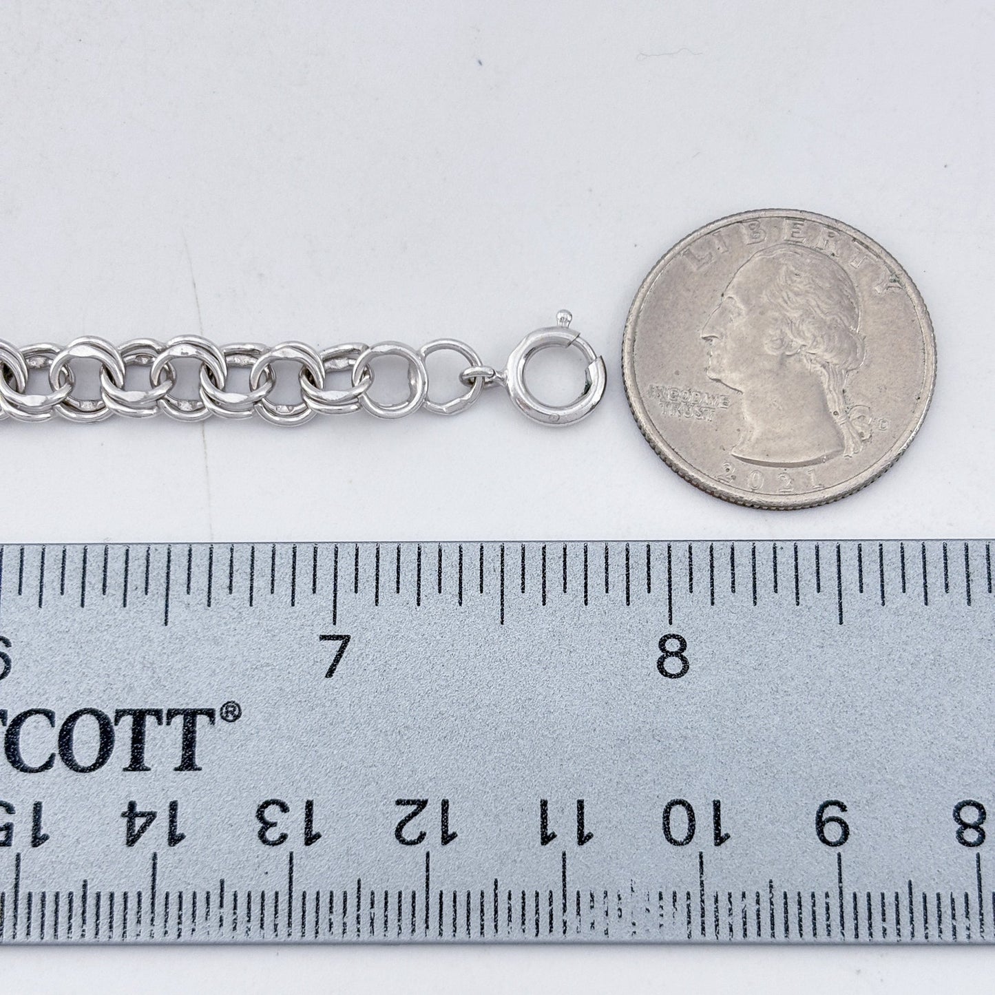 Vintage Sterling Silver 925 Charm Bracelet Chain 7.5"