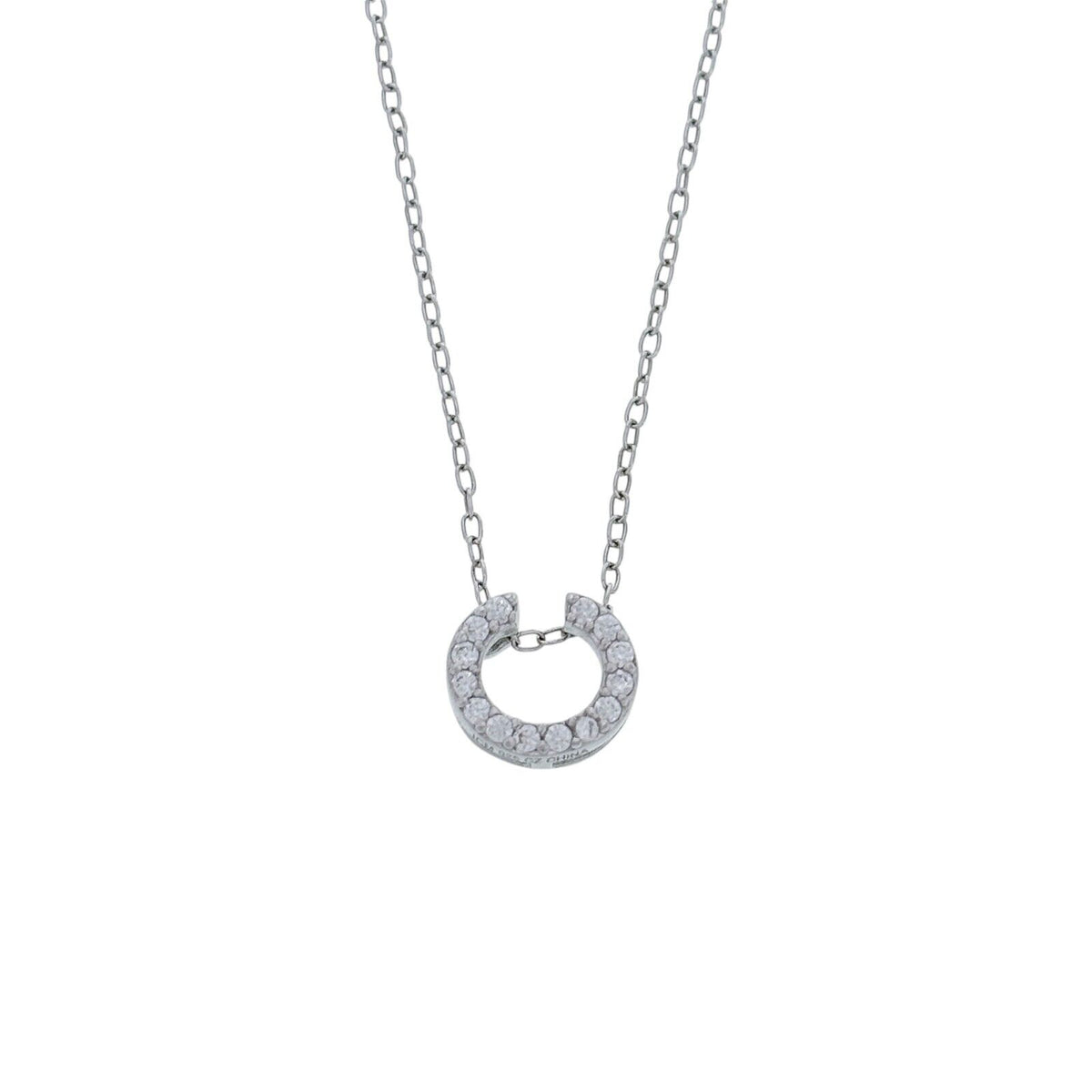 Vintage Sterling Silver 925 Cubic Zirconia Pendant Necklace 18"