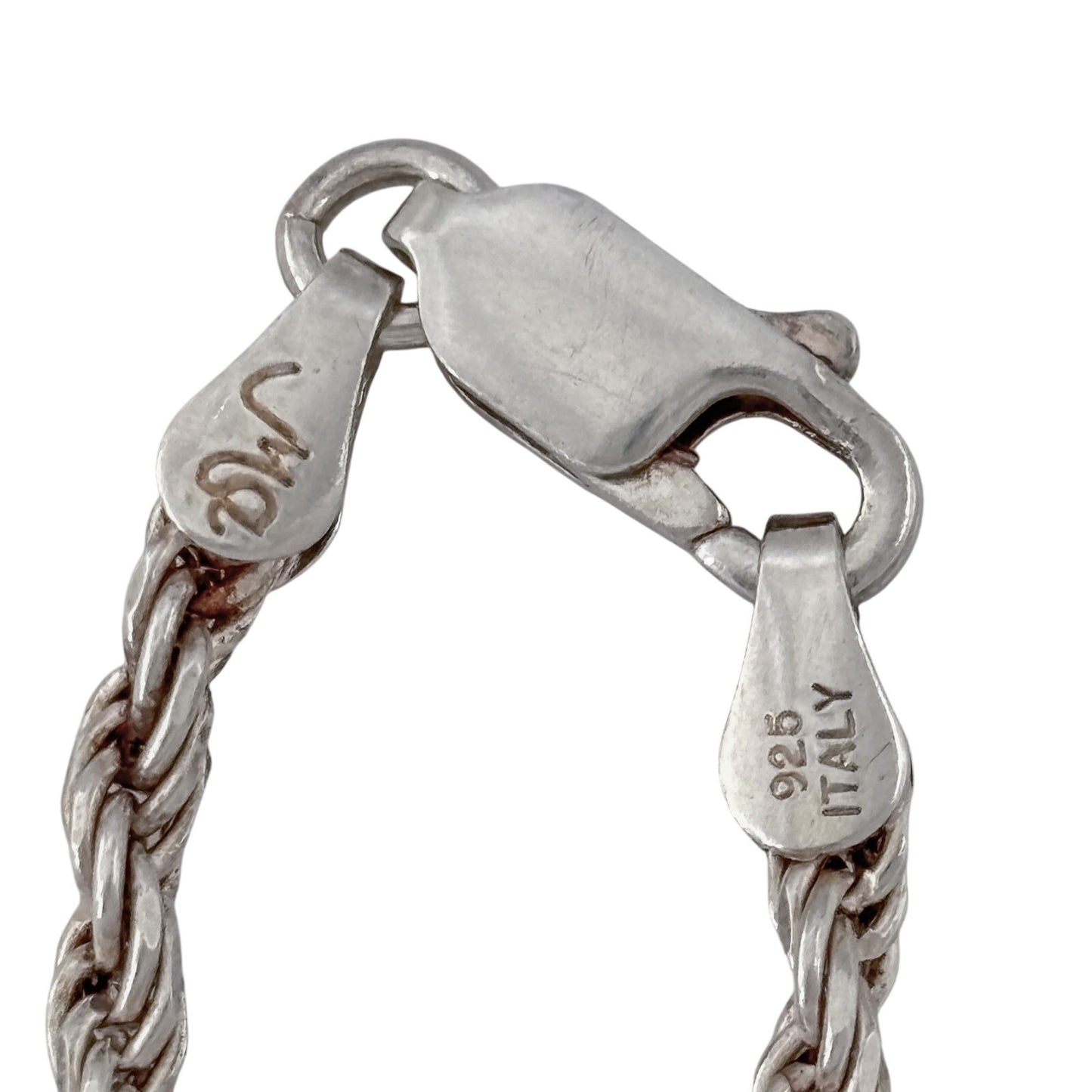 Vintage Italian Sterling Silver 925 Rope Chain Bracelet 6.75"
