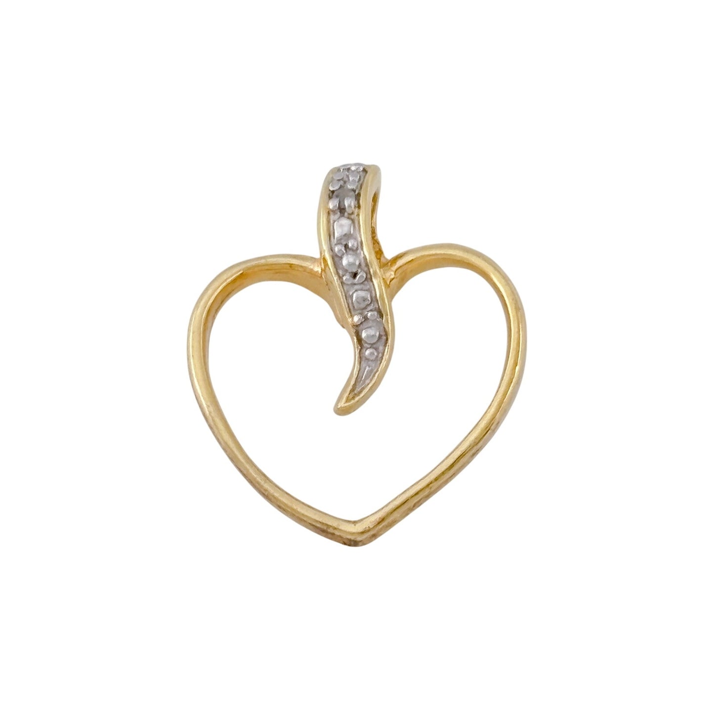 Vintage Gold-Tone Sterling Silver 925 Heart Diamond Pendant