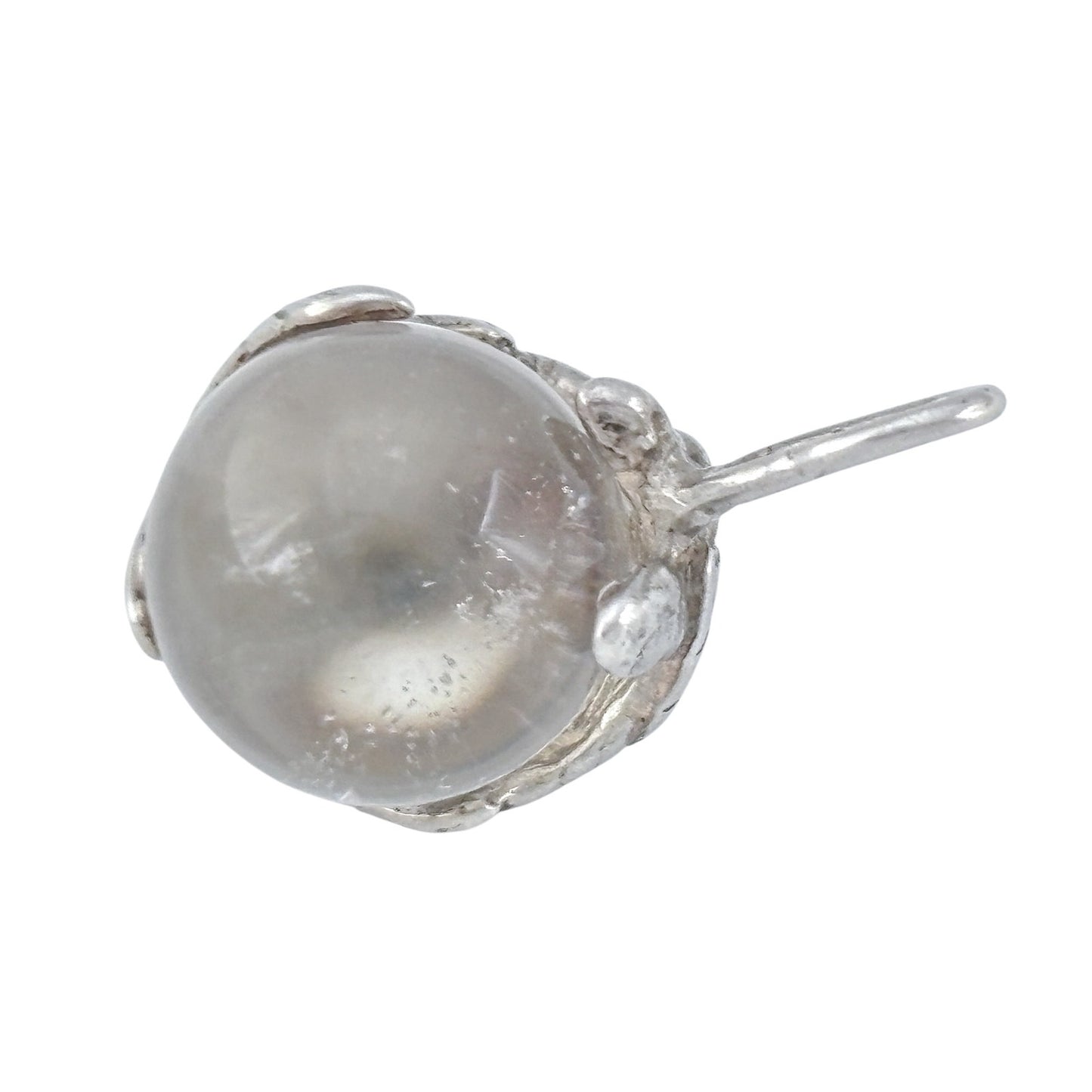 Vintage Sterling Silver 925 Turtle Quartz Marble Pendant