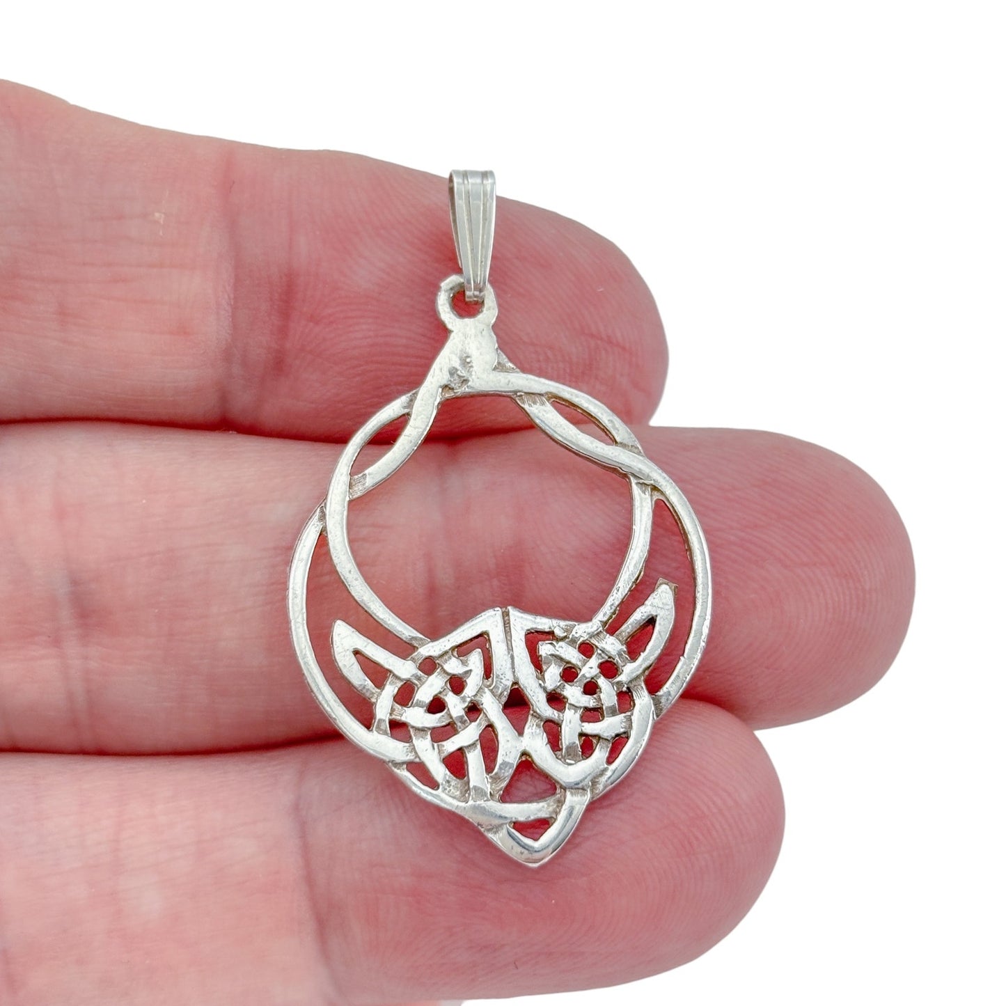 Vintage Sterling Silver 925 Celtic Wolf Knot Pendant