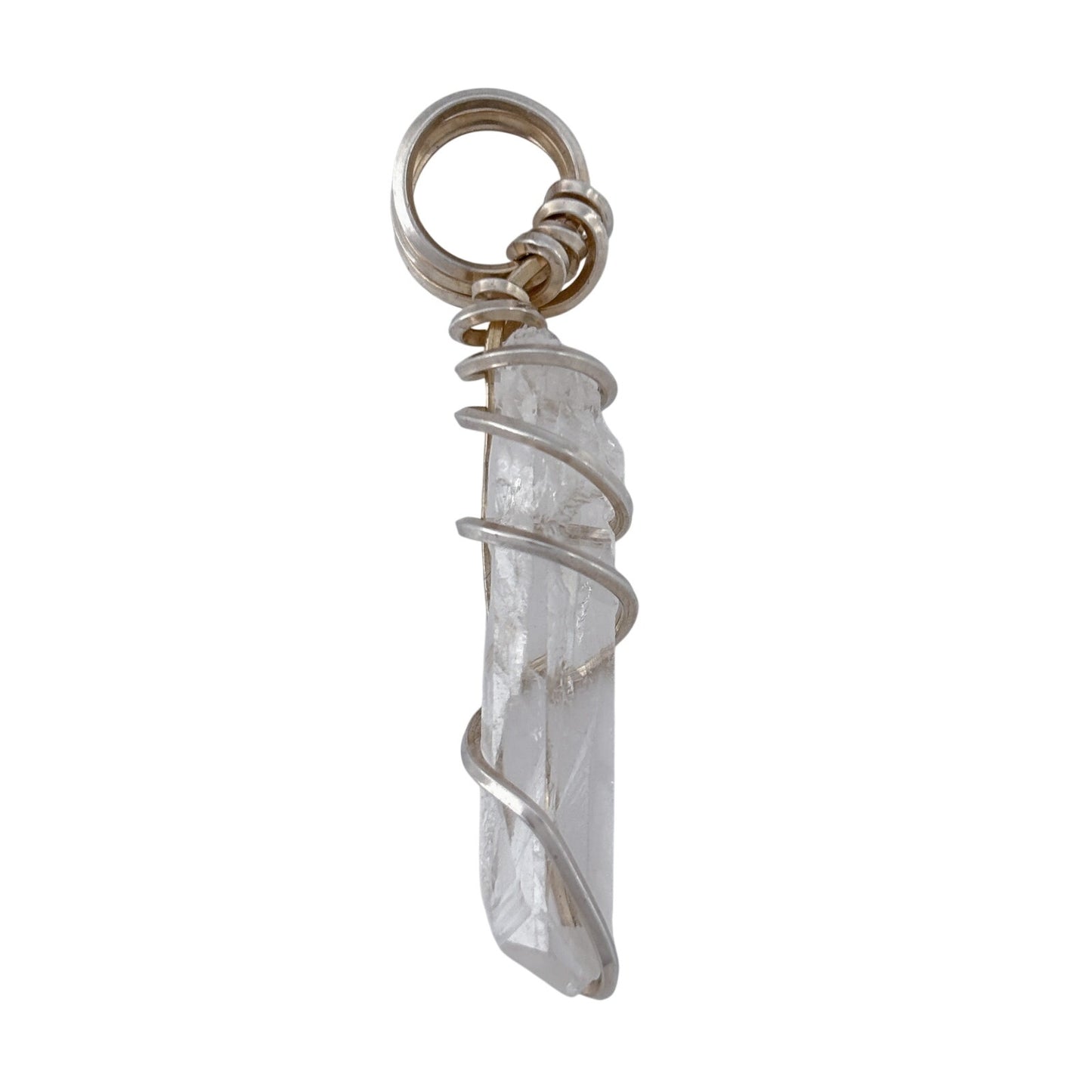 Vintage Sterling Silver 925 Wire Quartz Crystal Pendant