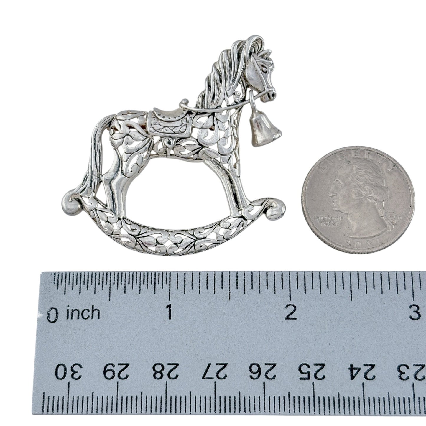 Vintage Jezlaine Sterling Silver 925 Rocking Horse Brooch
