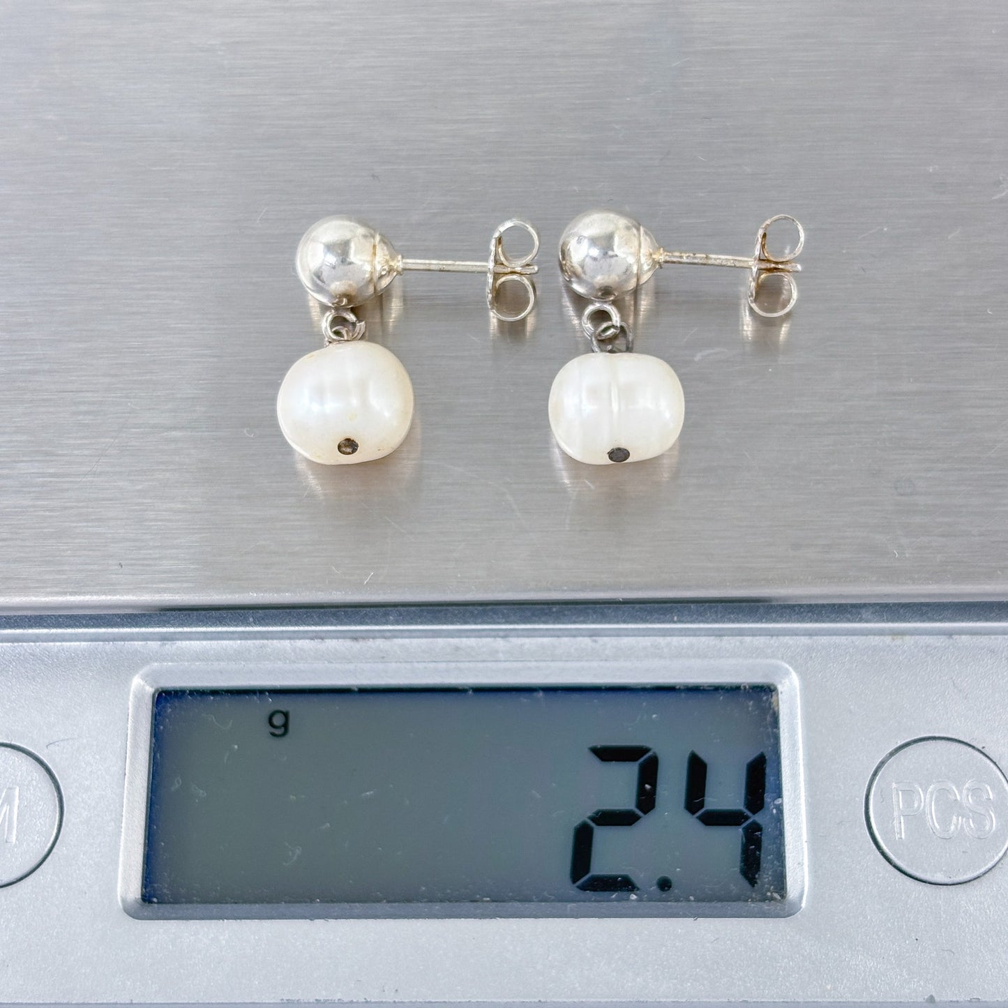 Vintage Sterling Silver 925 Pearl Drop Earrings
