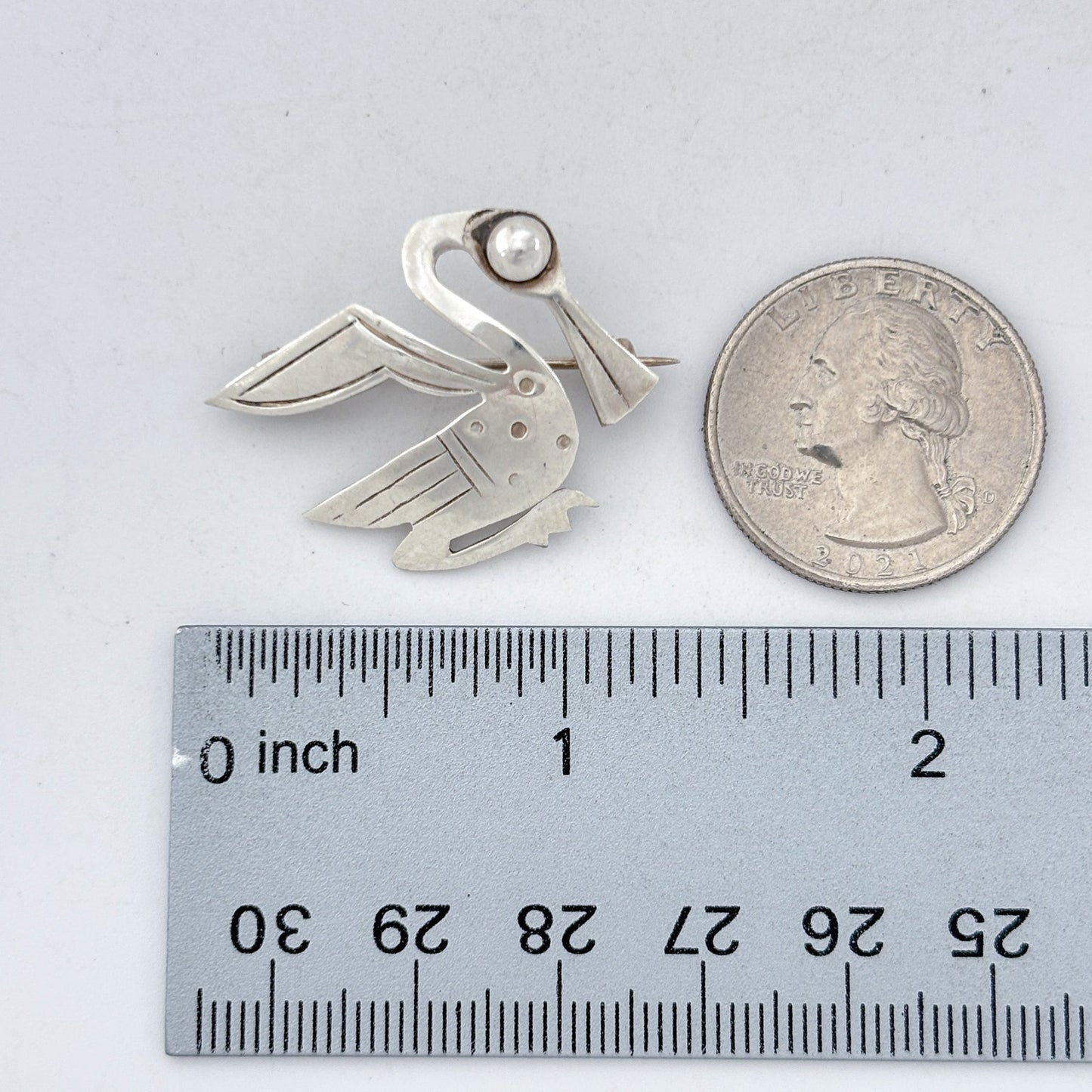 Vintage Sterling Silver 925 Peru Pelican Brooch