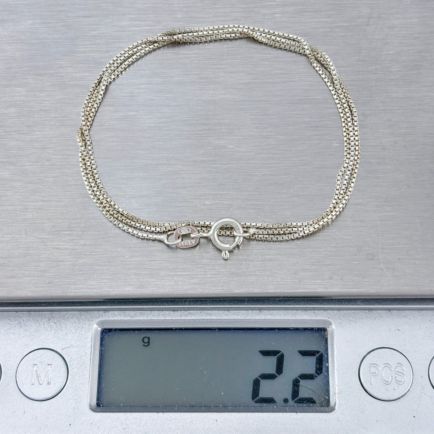 Vintage Italy Sterling Silver 925 Box Link Chain Necklace 18"